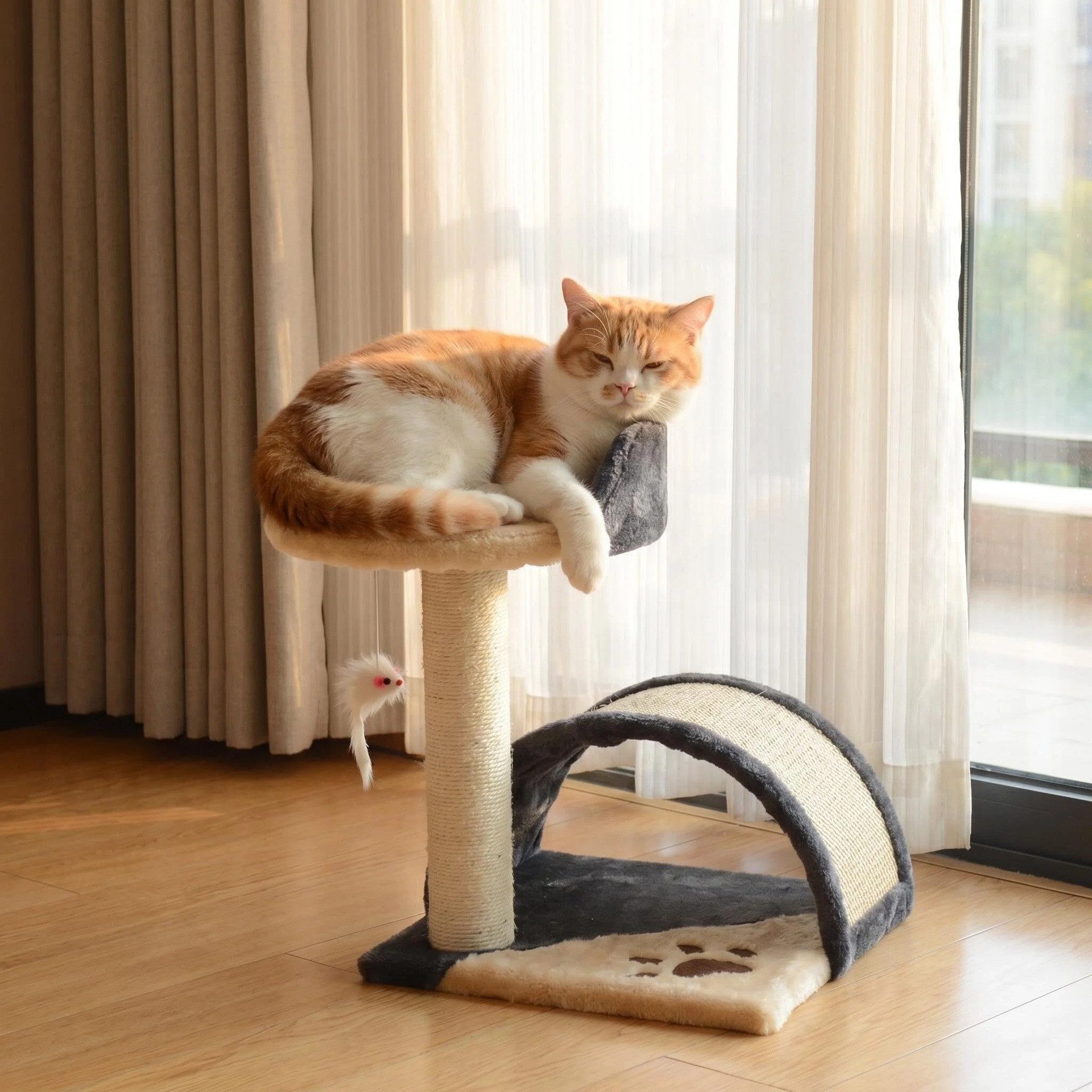 Bellaro Life Katzen-Kletterwand Platzsparender Wand-Katzenbaum mit Sisal-Kratzpfahl