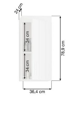 Hängeschrank Snow (Badschrank 36 x 79 cm) weiß Hochglanz