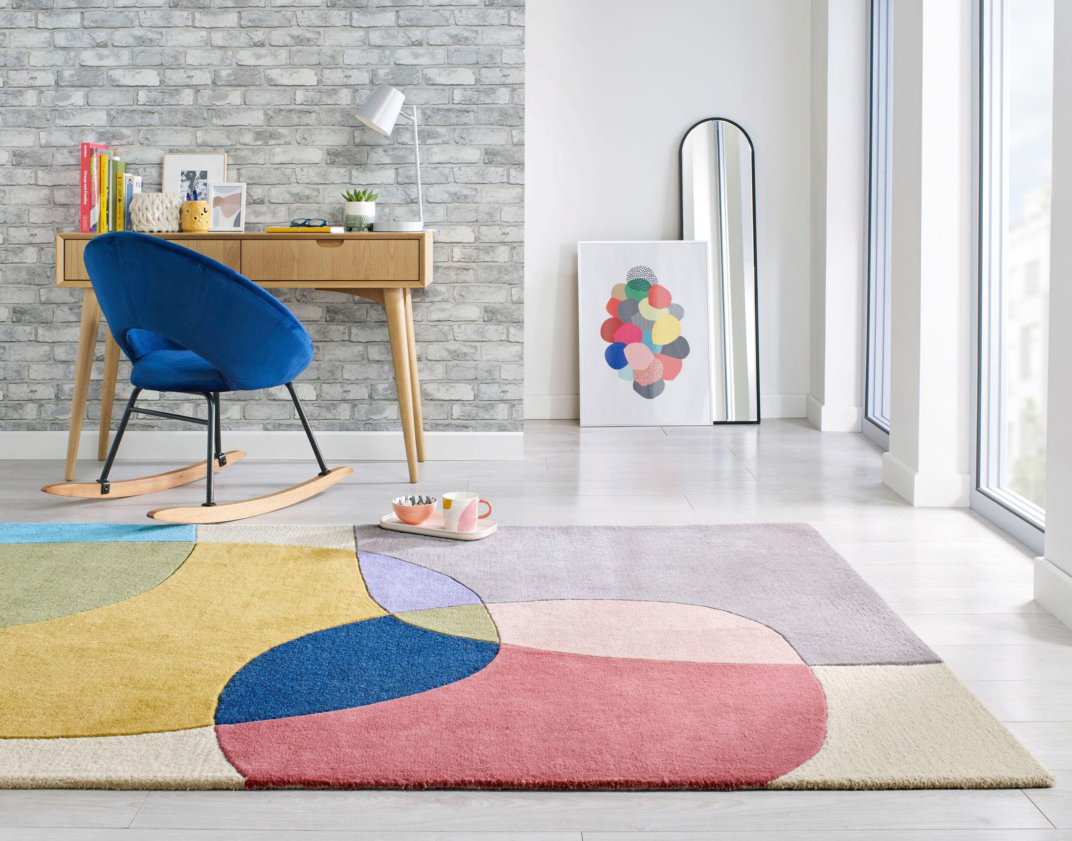 FLAIR RUGS Wollteppich Glow, gemustert & modern, rechteckig, Höhe: 8 mm, fußbodenheizungsgeeignet, mit Hoch-Tief-Effekt