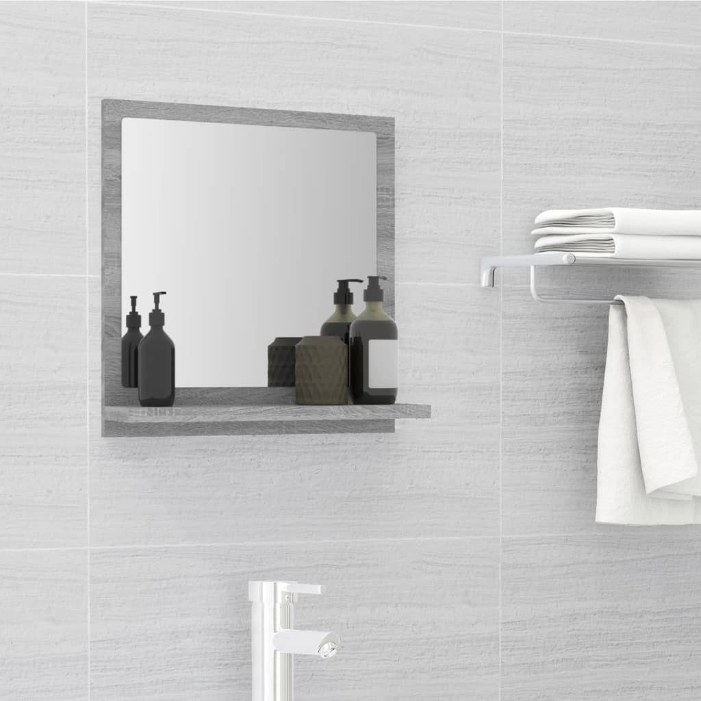 vidaXL Badezimmerspiegelschrank Badspiegel Grau Sonoma 40x10,5x37 cm Holzwerkstoff (1-St) | Spiegelschränke