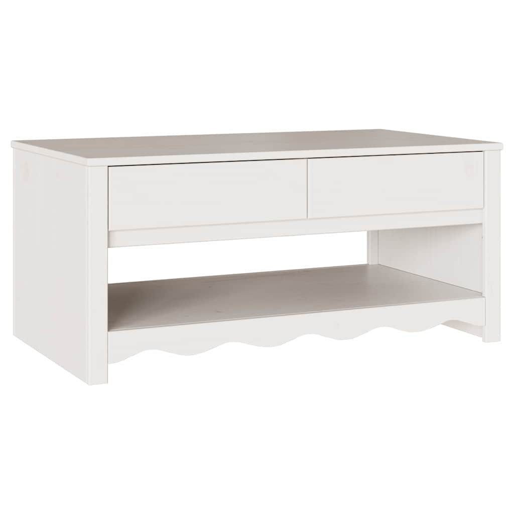 vidaXL Couchtisch Couchtisch Drammen Weiß 99 x 55 x 45 cm Massives Kiefernholz (1-St)