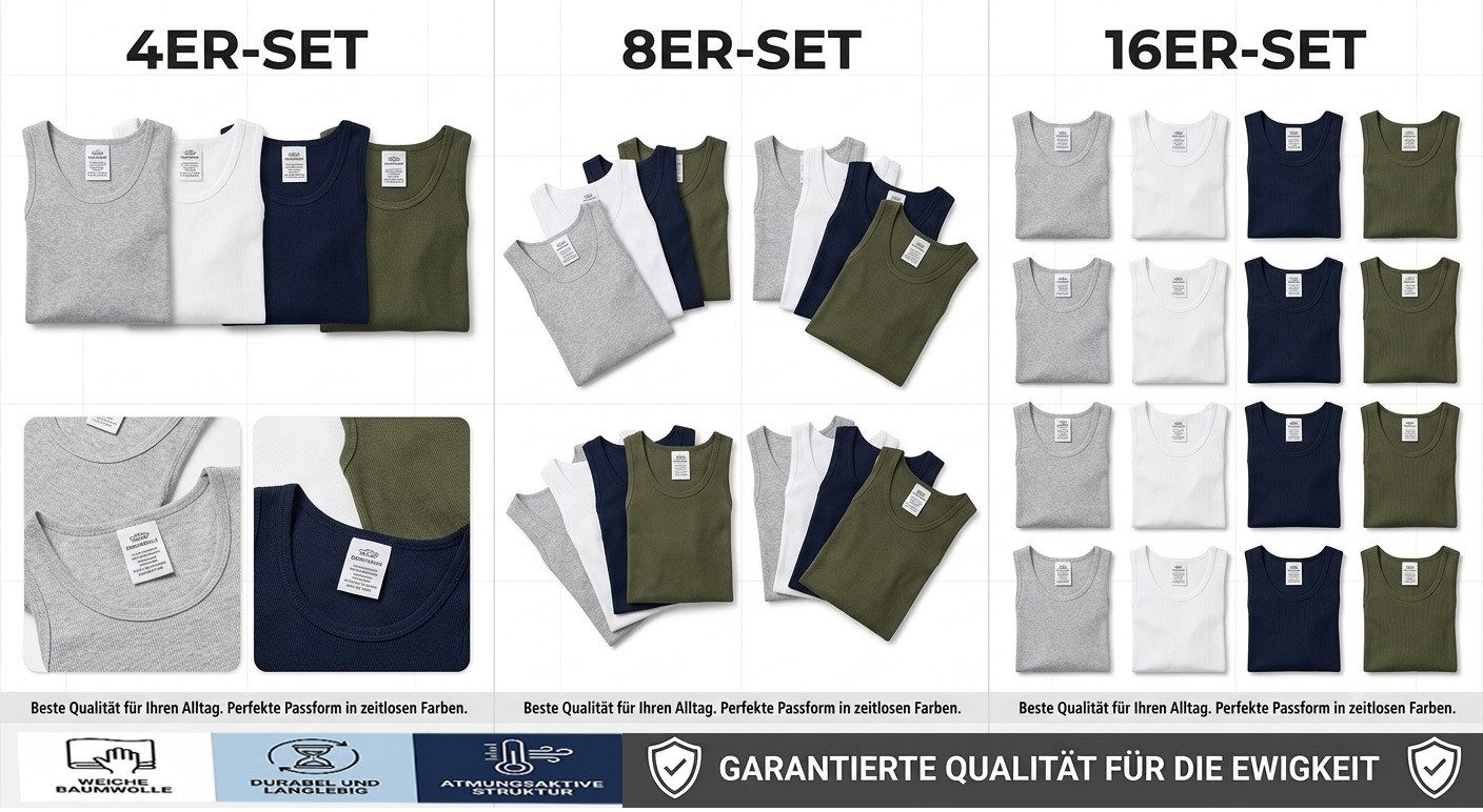 Moni Unterhemd Herren Unterhemd Tank Top/ Achselhemd Baumwolle & Atmungsaktiv (4-St)