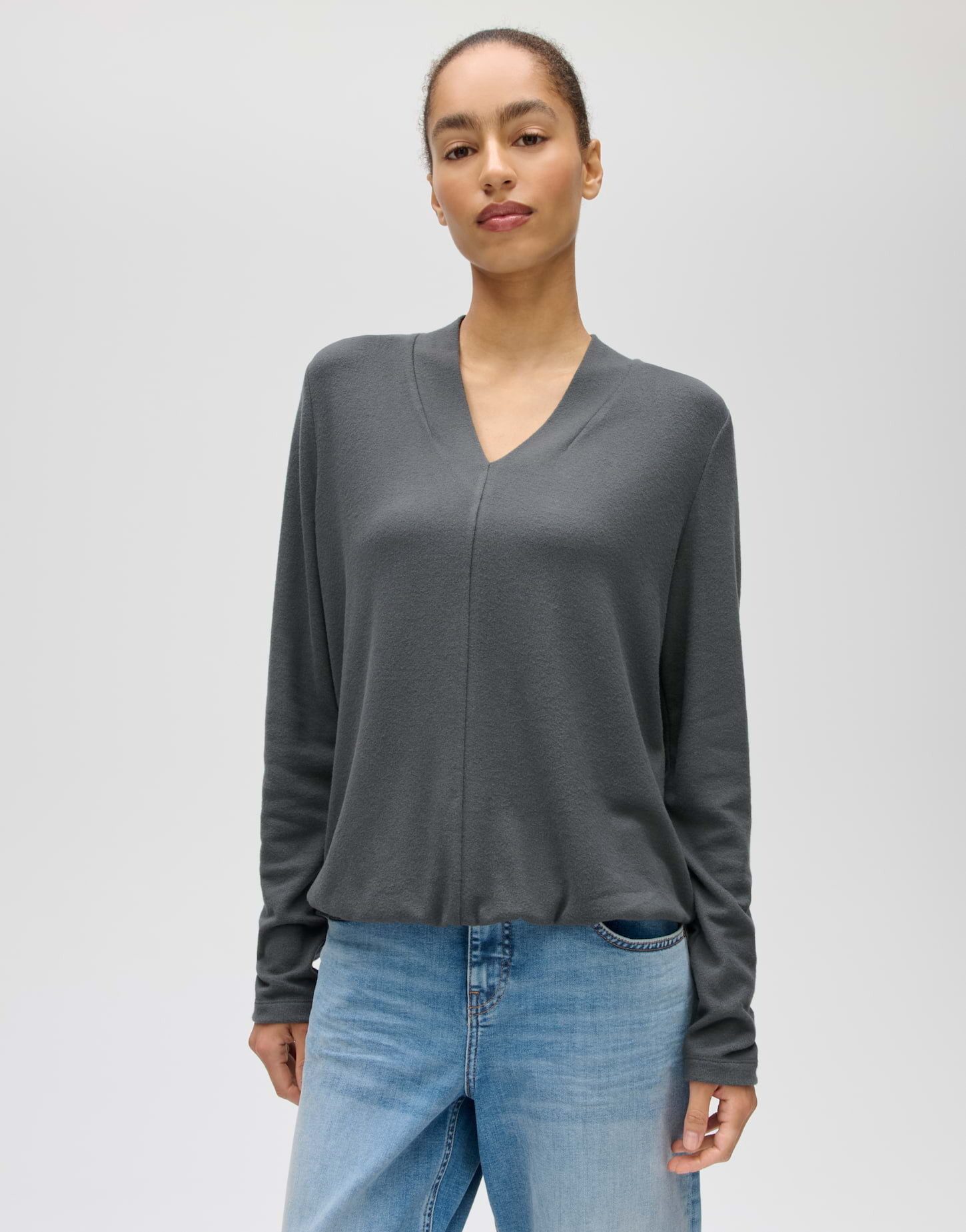 OPUS Langarmshirt Longsleeve aus ECOVERO™ Viskosemix Regular Fit