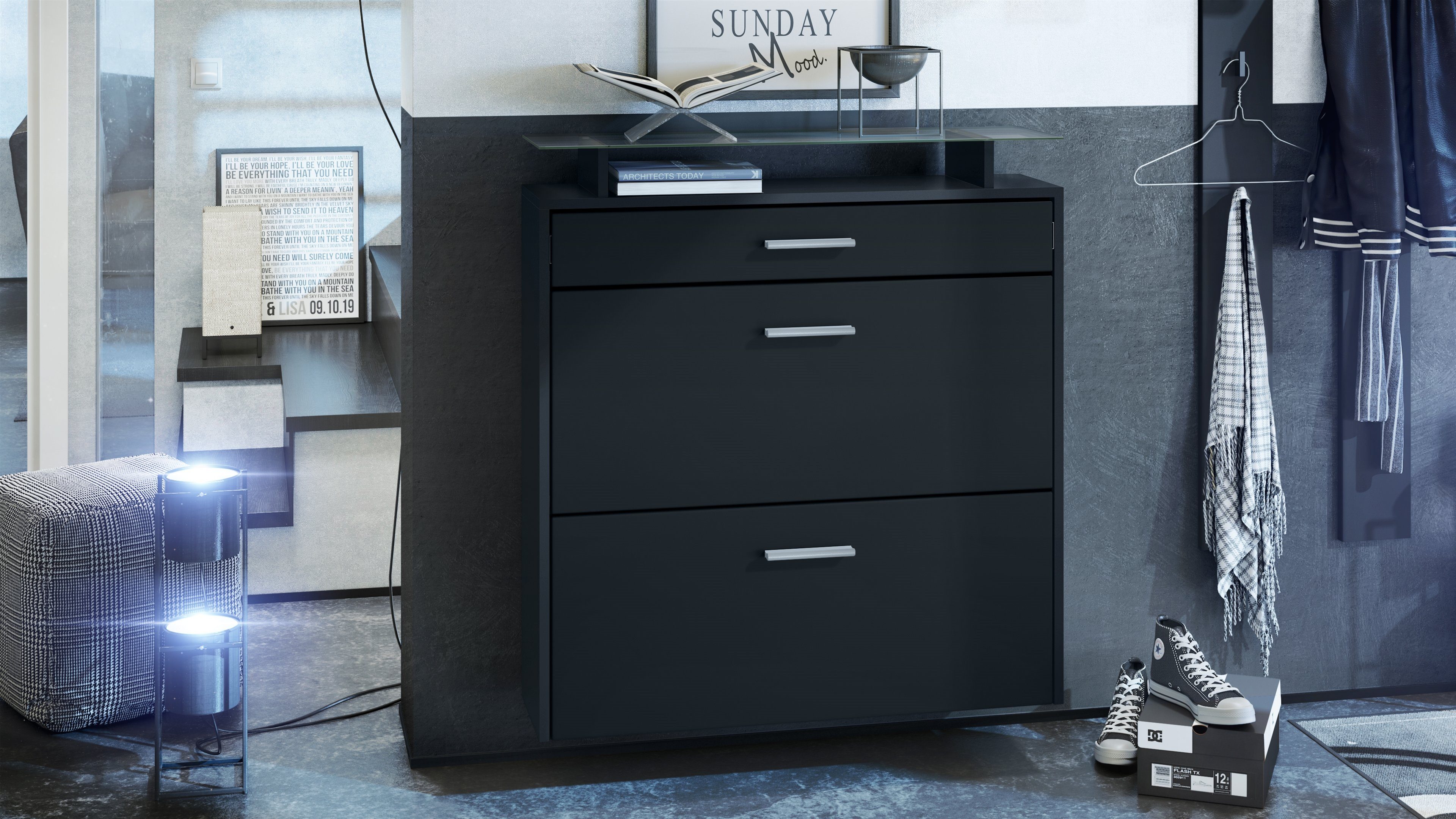 Vladon Schuhschrank Malea (hängender Schuhkipper für 16 Paar Schuhe, mit 2 günstig online kaufen