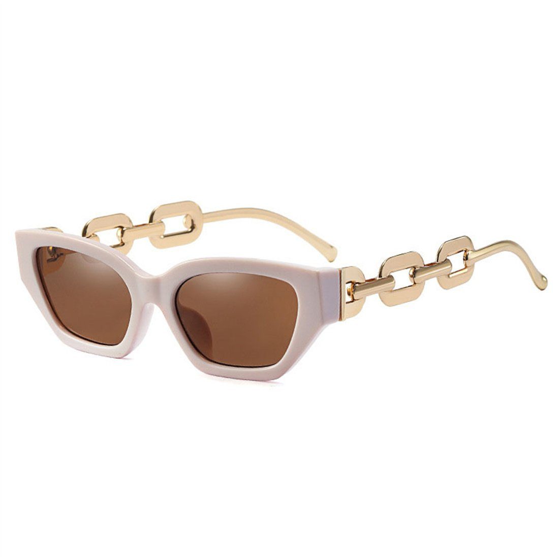 DÖRÖY Sonnenbrille Trendige Damen-Sonnenbrille mit kleinem Rahmen aus Metall,Sonnenbrille