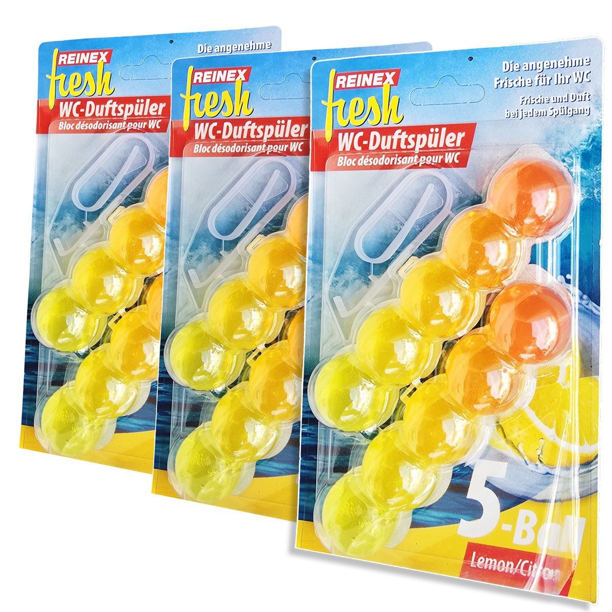 VABIONO WC-Duftspüler Fresh 5-Ball - Dauerfrische für Toilette Zitronen-Duft 3x2er Pack (5-Ball, Angenehme Frische für Ihr WC), Kostenloser Versand