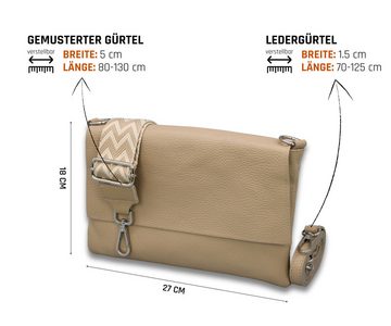 Adel Bags Schultertasche CALI Schlanke Tasche mit 3 Fächer, Slim Crossbody Bag Echtes Leder