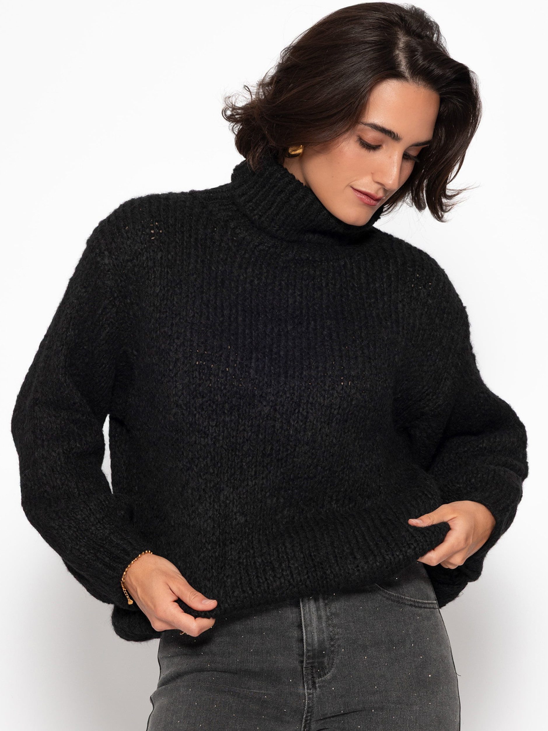SASSYCLASSY Strickpullover Oversize Rollkragenpullover Damen Grobgestrickte günstig online kaufen