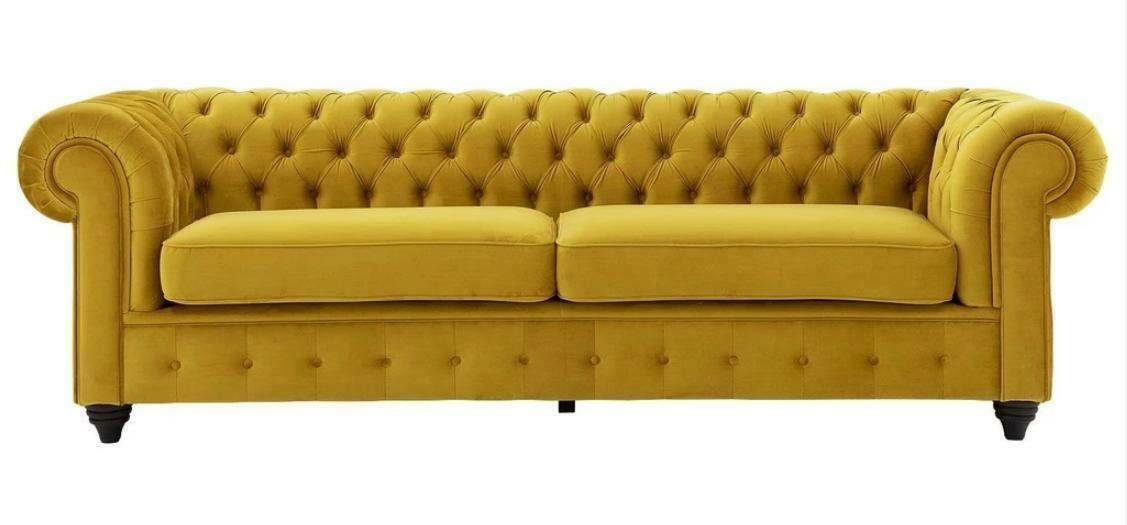 JVmoebel Chesterfield-Sofa, Gelbe Couch mit knöpfen Chesterfield Sofa Polster Sitz Couchen Sofas Luxus Neu
