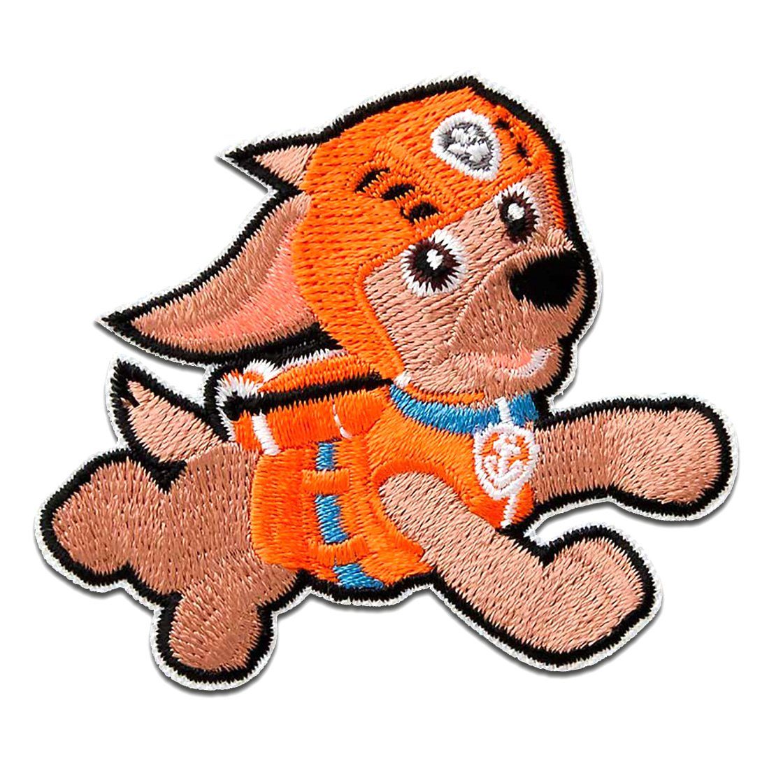 PAW PATROL Aufnäher Bügelbild, Aufbügler, Applikationen, Patches, Flicken, zum aufbügeln, Polyester, Zuma - Größe: 5,8 x 6,6 cm