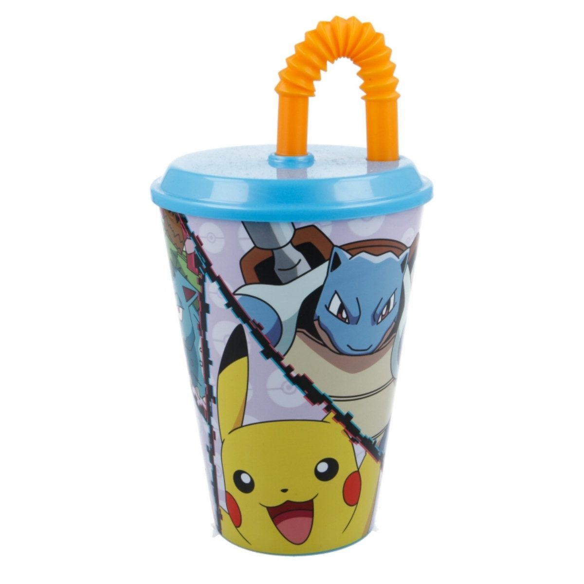 POKÉMON Trinkflasche Trinkbecher 430 ml mit Deckel und Strohhalm
