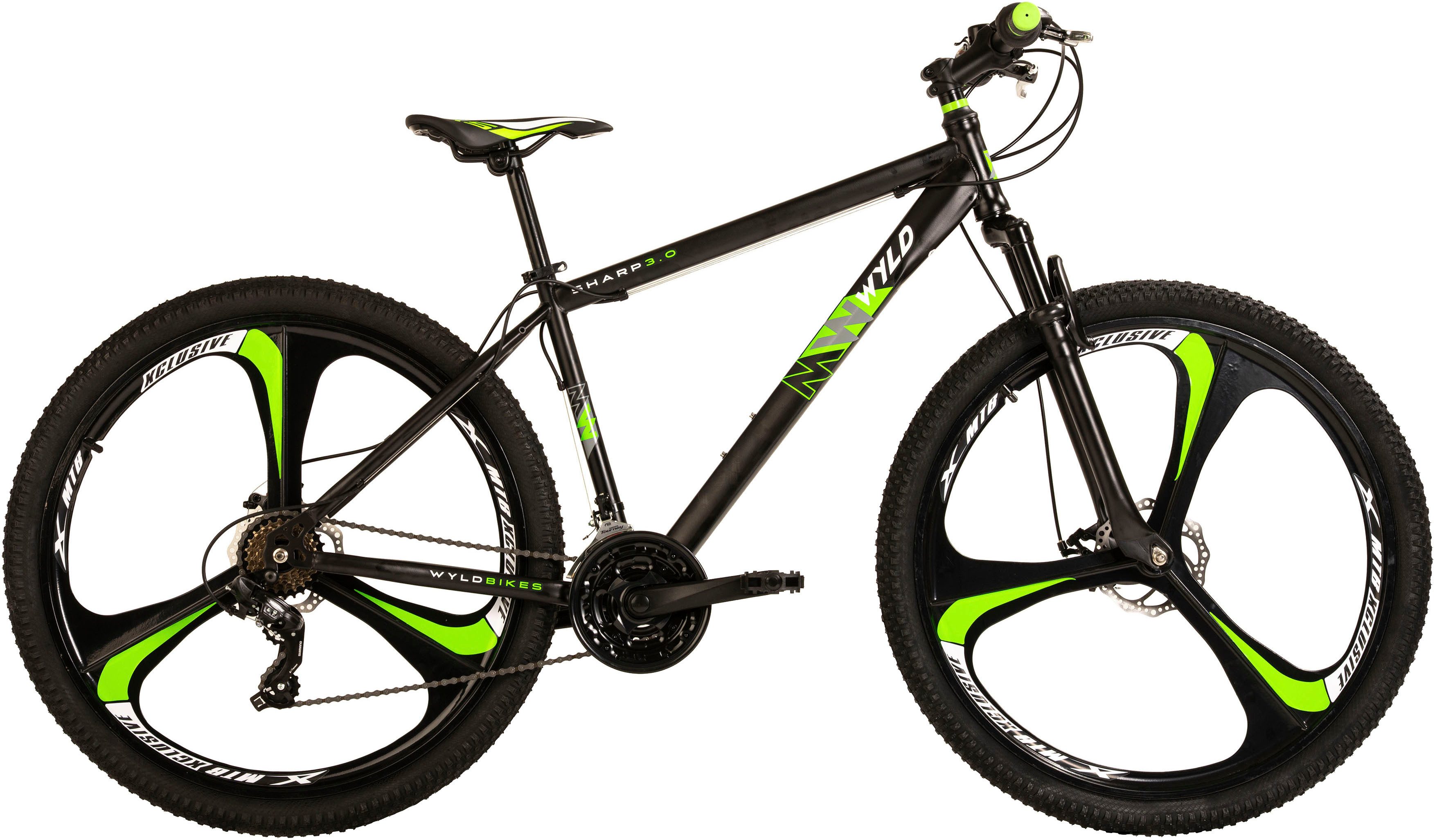 WYLD Mountainbike Mountainbike Все бренды 29'' Sharp Schwarz-Grün 21 Gänge, 21 Gang, Kettenschaltung