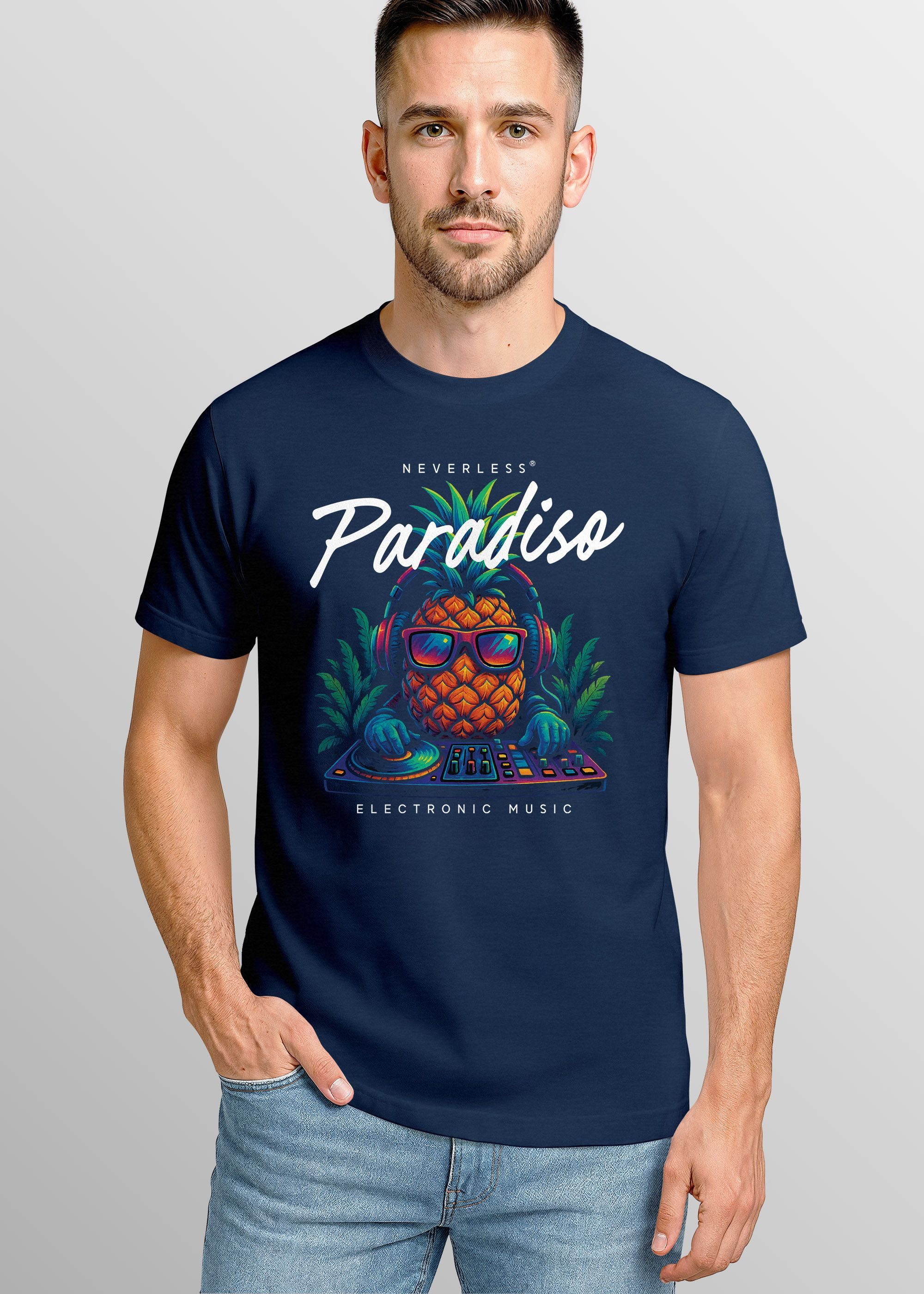 Neverless Print-Shirt Herren T-Shirt DJ Ananas günstig online kaufen