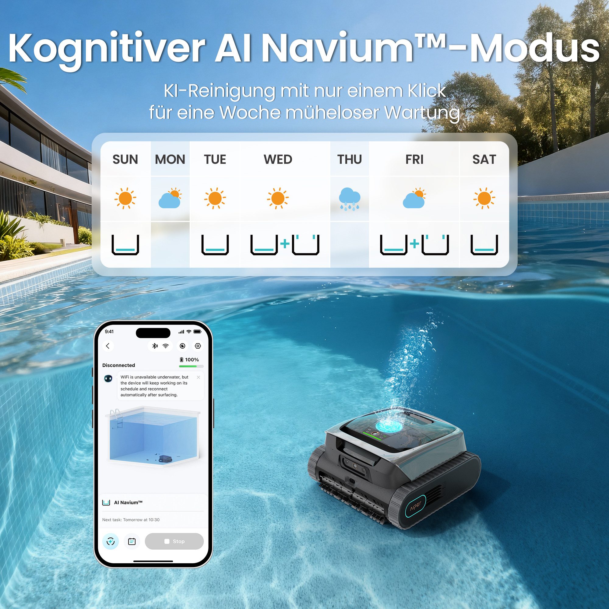 Aiper Poolroboter Scuba V3 Poolroboter für Boden & Wände mit KI, (1-St)
