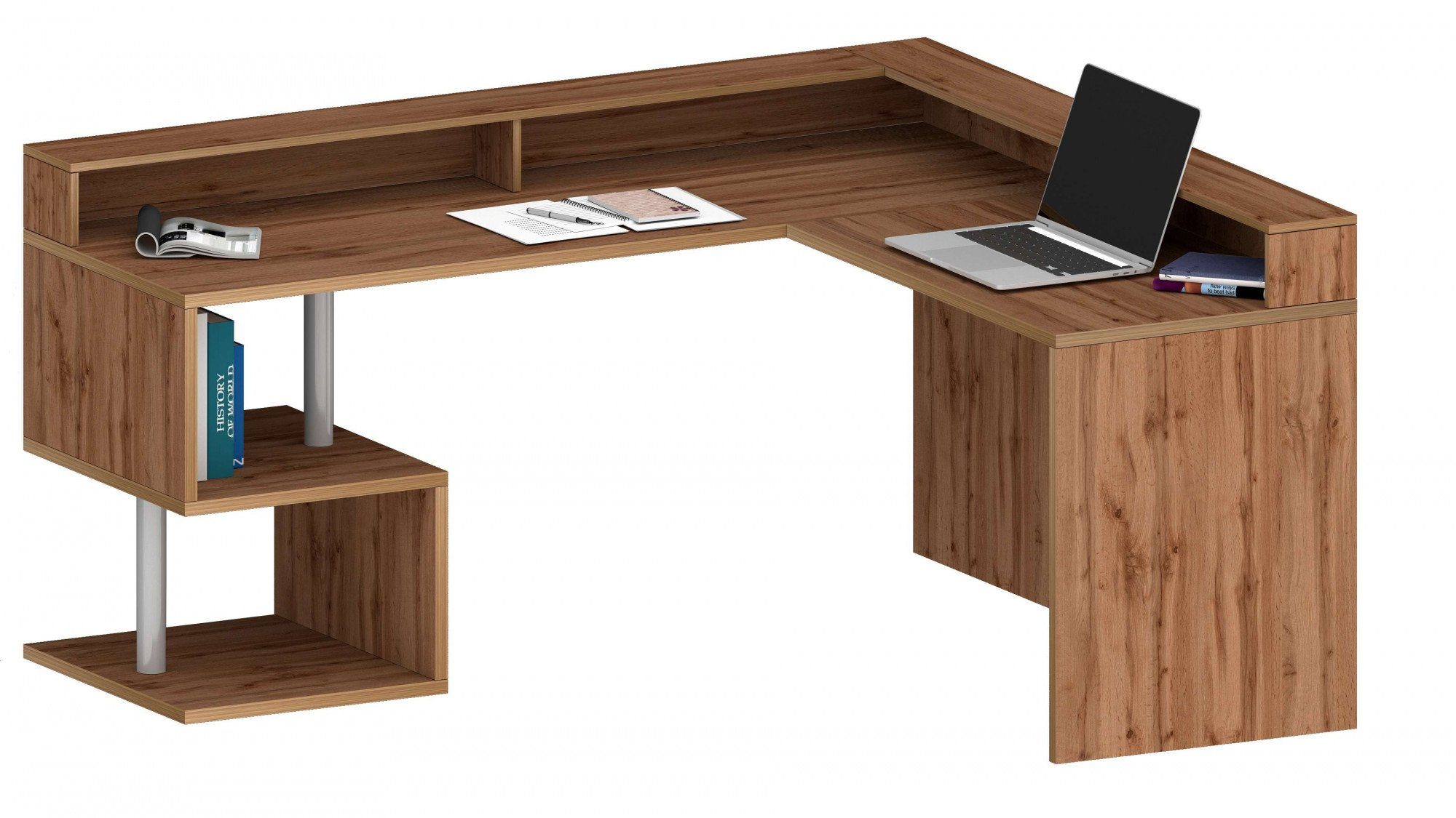 Home affaire Eckschreibtisch Esse, Schreibtisch im modernen Design, mit oder ohne Monitoraufsatz Breite 180/160 cm, "Made in Italy"