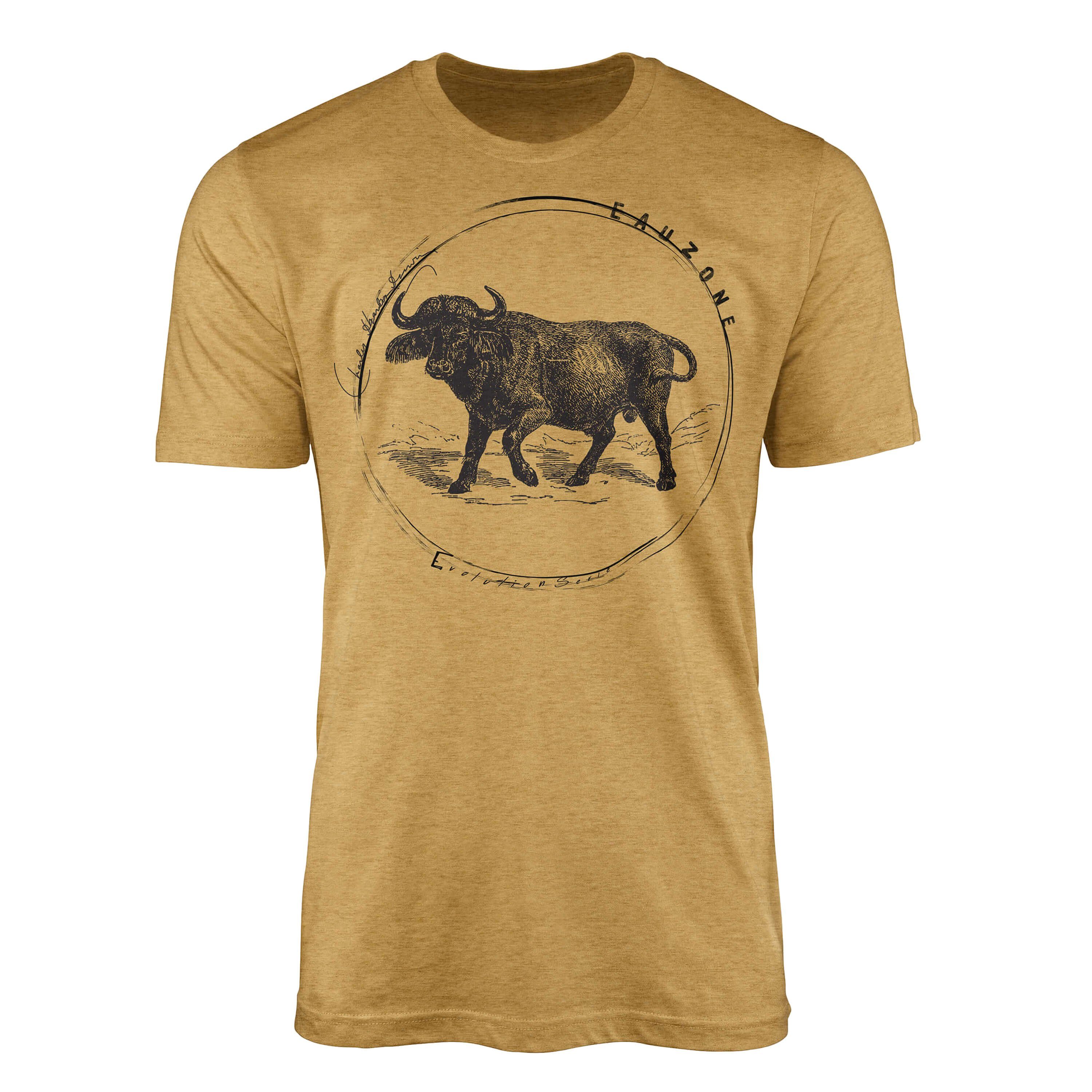 Sinus Art T-Shirt Evolution Herren T-Shirt Büffel Antique Gold