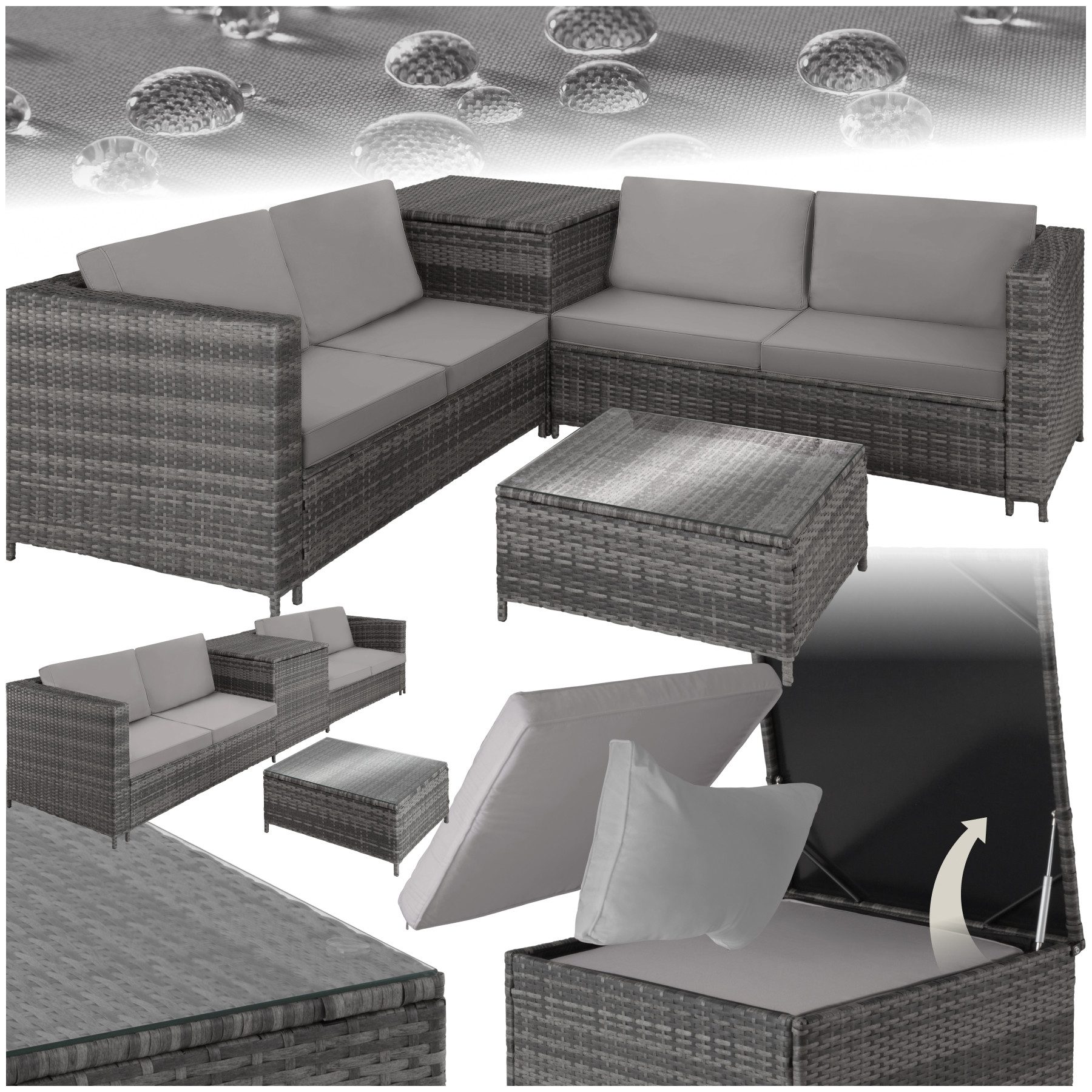 tectake Loungeset Rattan Lounge, (Set, 5-tlg), günstig online kaufen