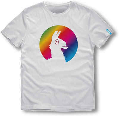 Fortnite T-Shirt »FORTNITE T-SHIRT Rainbow Colour Alpaka Shirt Weiss Gr.140 152 164 176 ca. 10 12 14 16 Jahre«