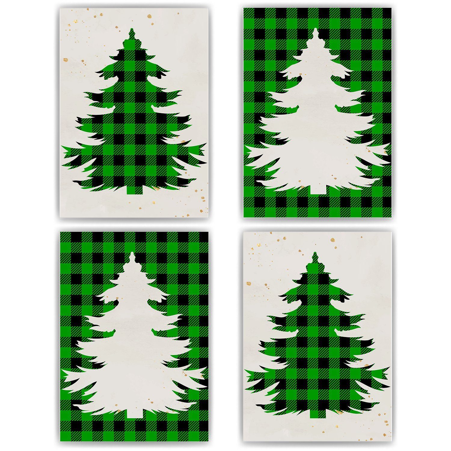 Tigerlino Poster Weihnachtsbäume Weihnachtsbild Weihnachten Kunstdruck Weihnachtsdeko, DIN A4 (21x29,7 cm)