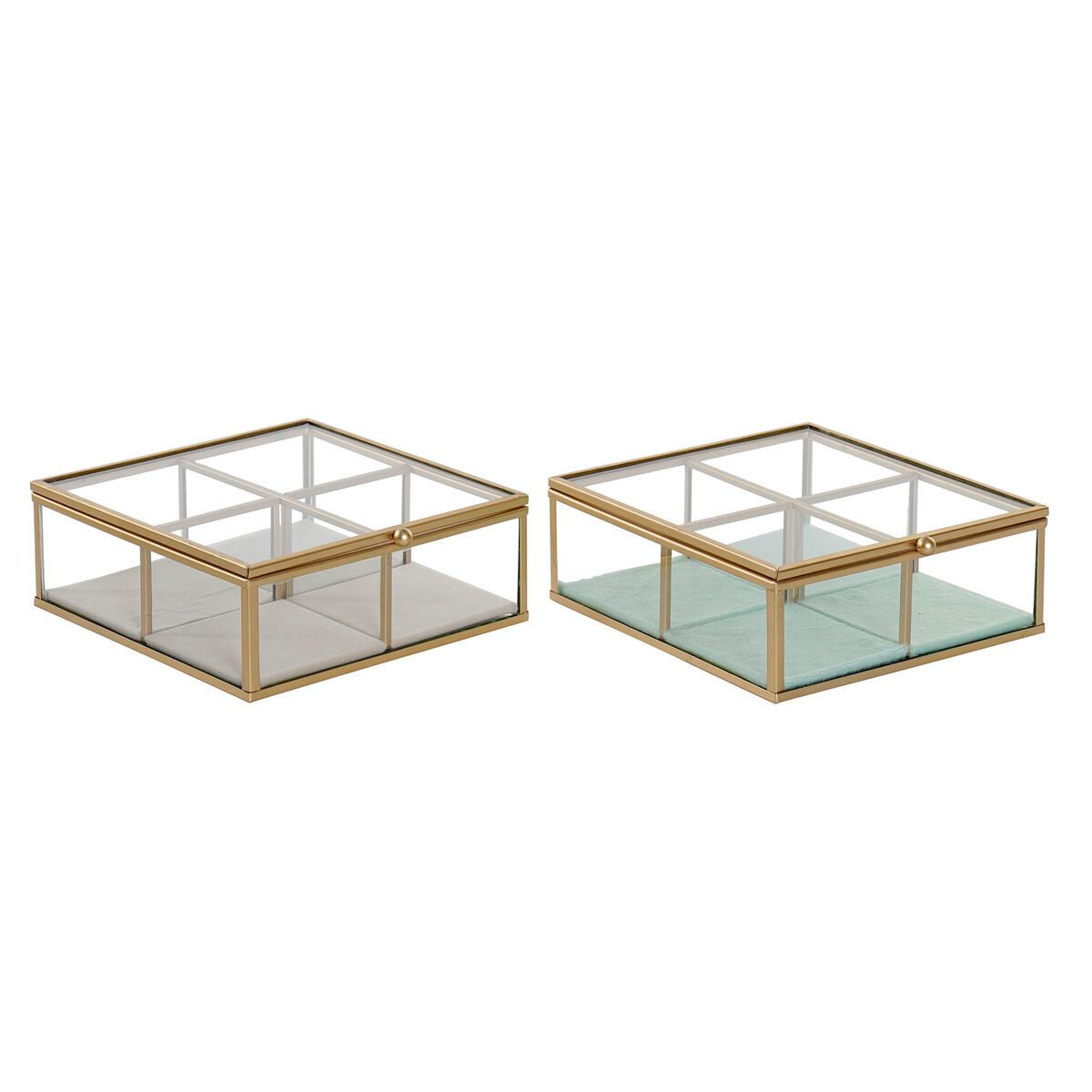 DKD Home Decor Schmuckkasten Box-Schmuckkästchen DKD Home Decor Glas Metall Aluminium 15 x 15 x 5,5