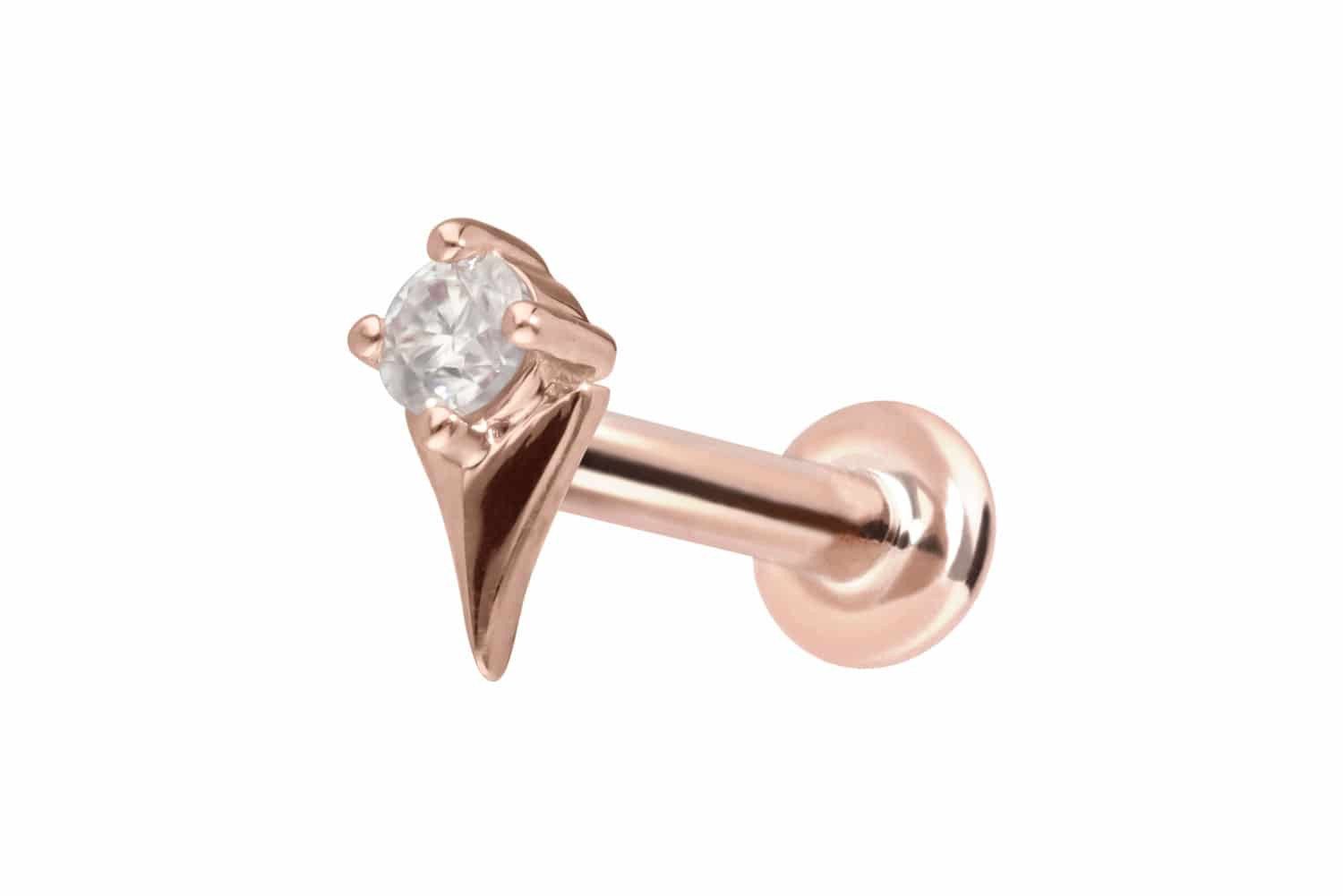 Piercing-Set 14 Karat Gold Labret mit Push Fit MOISSANIT + PFEILSPITZE