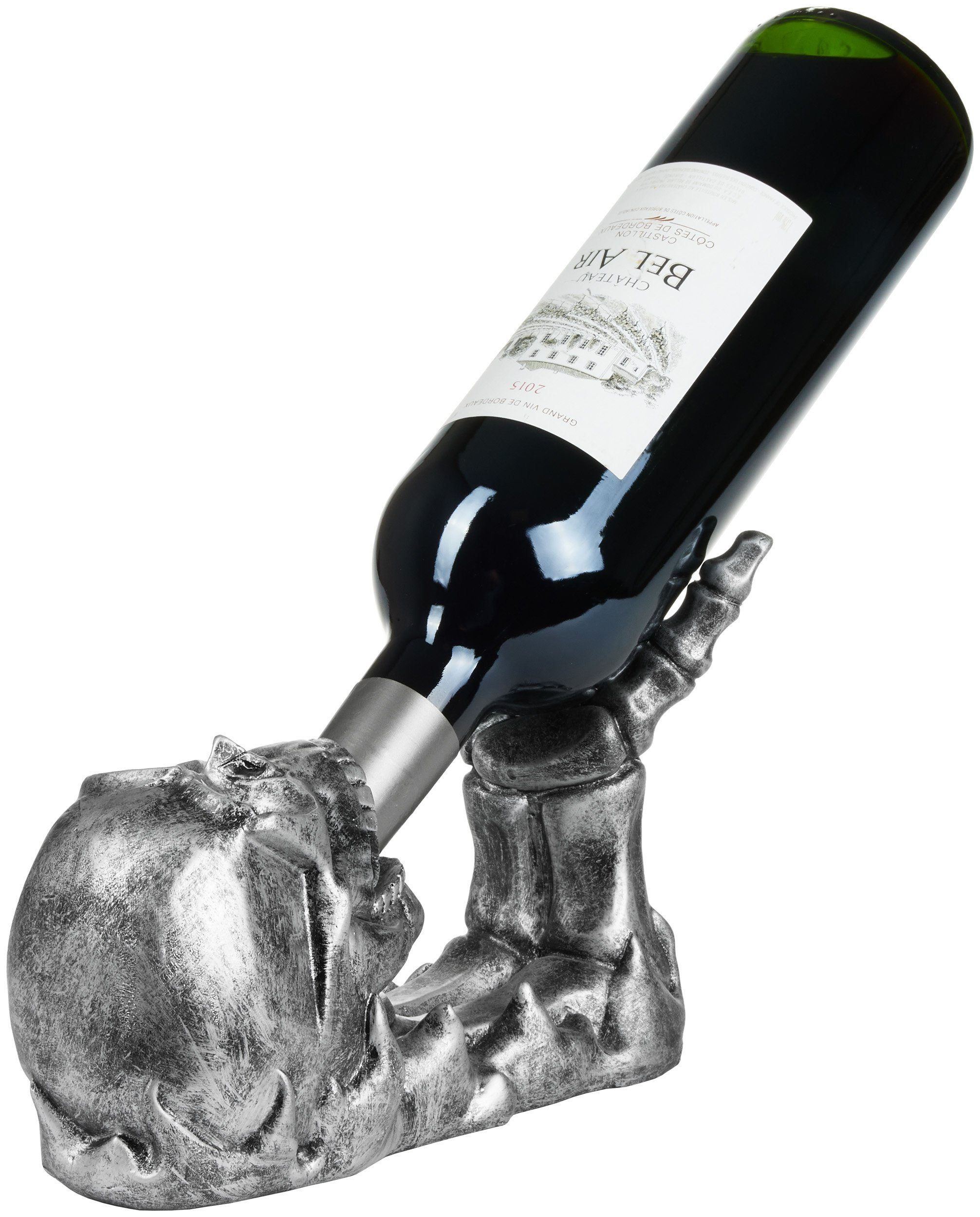 BRUBAKER Weinflaschenhalter Totenkopf Silber, (Flaschenständer Deko günstig online kaufen