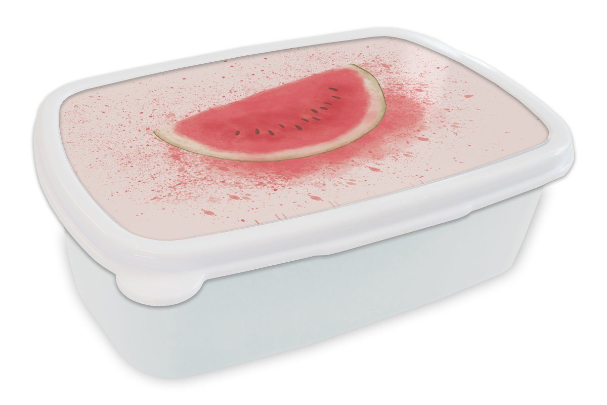 MuchoWow Lunchbox Wassermelone - Obst - Pastell - Sommer, Kunststoff, (2-tlg), Brotbox für Kinder und Erwachsene, Brotdose, für Jungs und Mädchen weiß