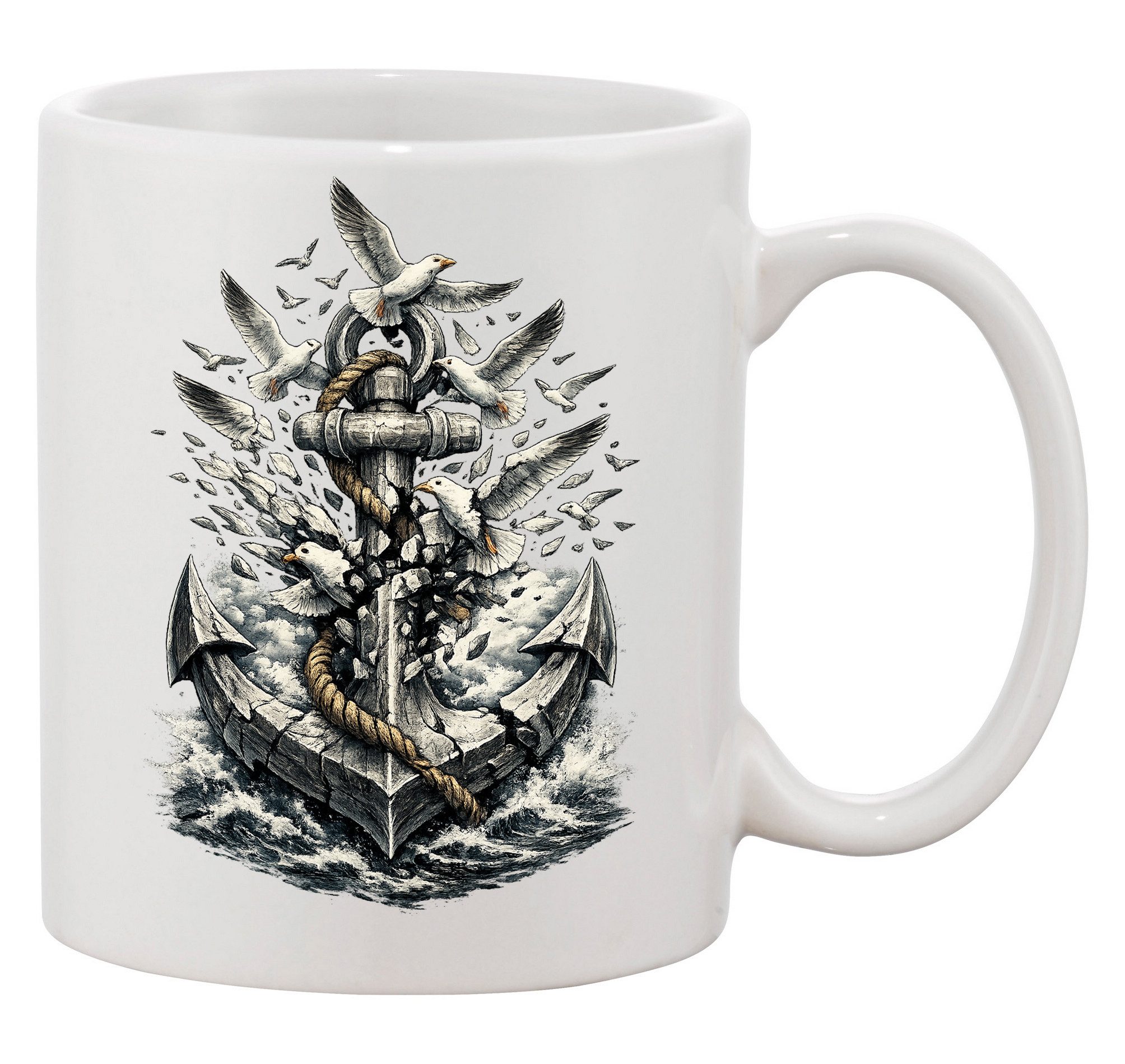 Blondie Tasse Anker Maritim Navy Hafen Möwe Tasse mit Seemotiv und Möwenflug Designs, 1-tlg., keramik, AnkerMöwe Maritime Keramik Tasse