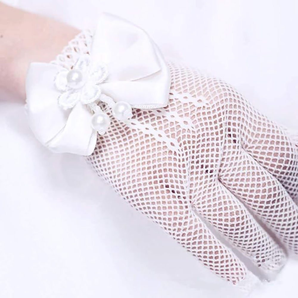 Frackhandschuhe CTGtree Elegante Satin-Bogen-Fischnetz-Handschuhe Short Mädchen