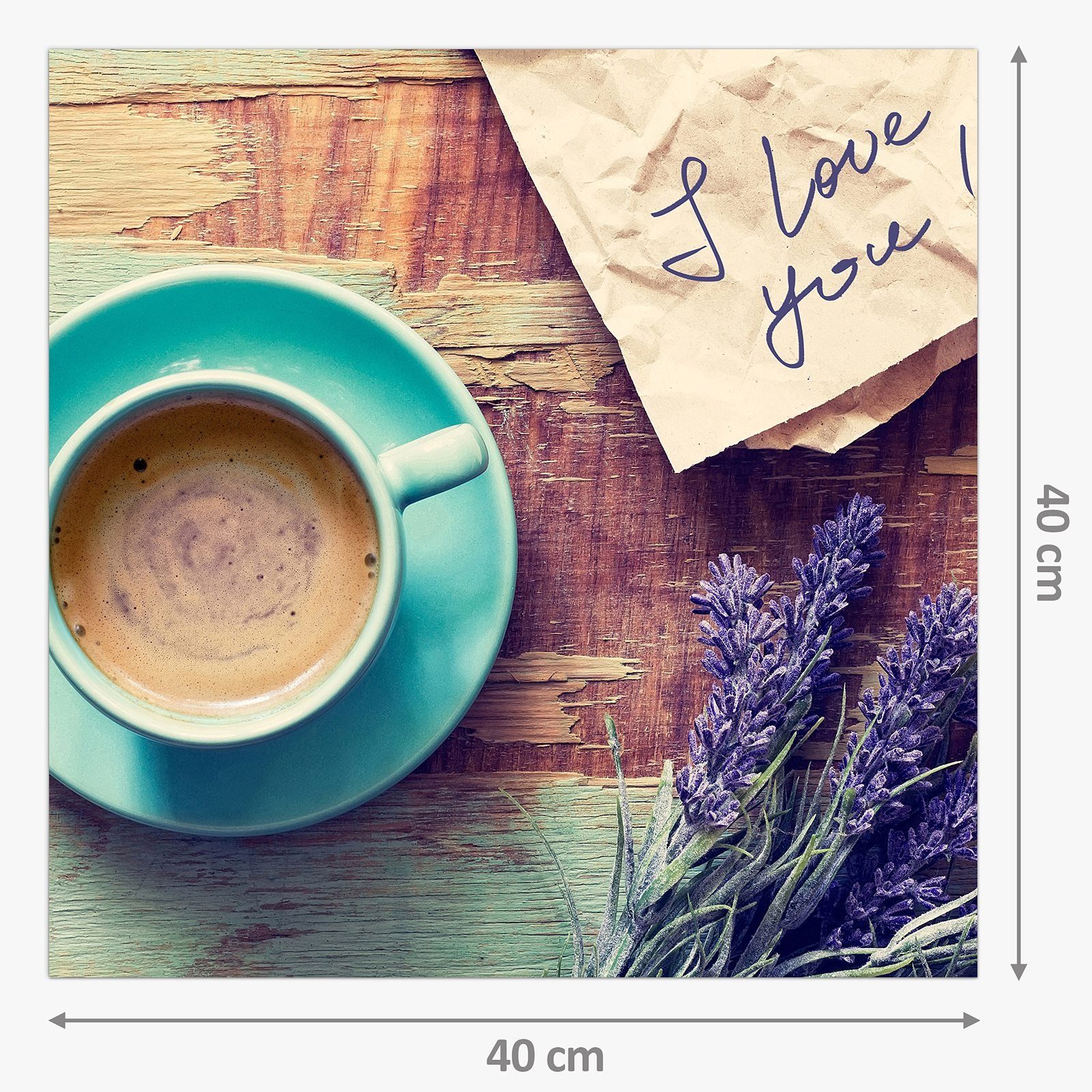 Lavendel und Glas Spritzschutz Primedeco Kaffeetasse Küchenrückwand