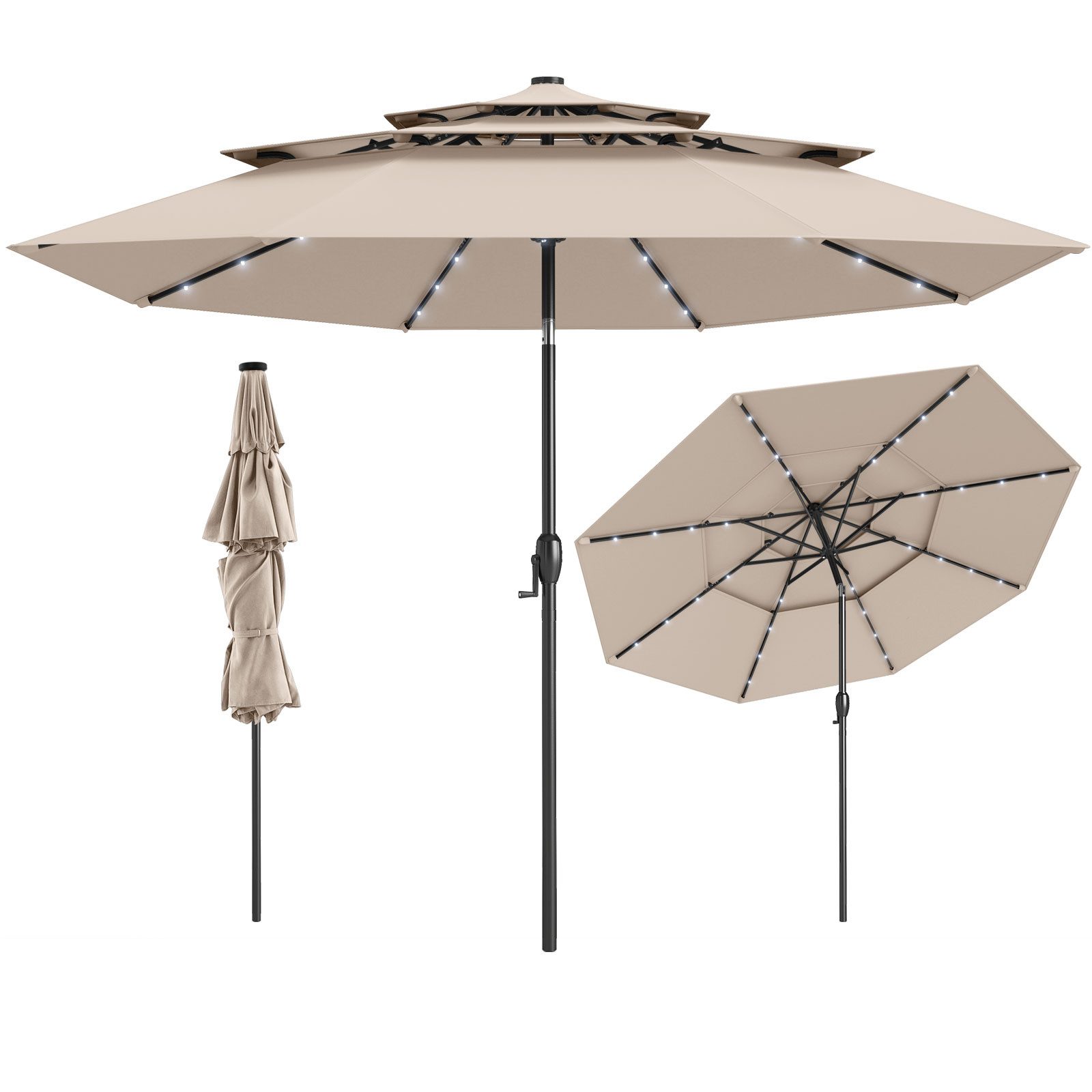 COSTWAY Sonnenschirm, Ø297cm Balkonschirm mit 32 günstig online kaufen