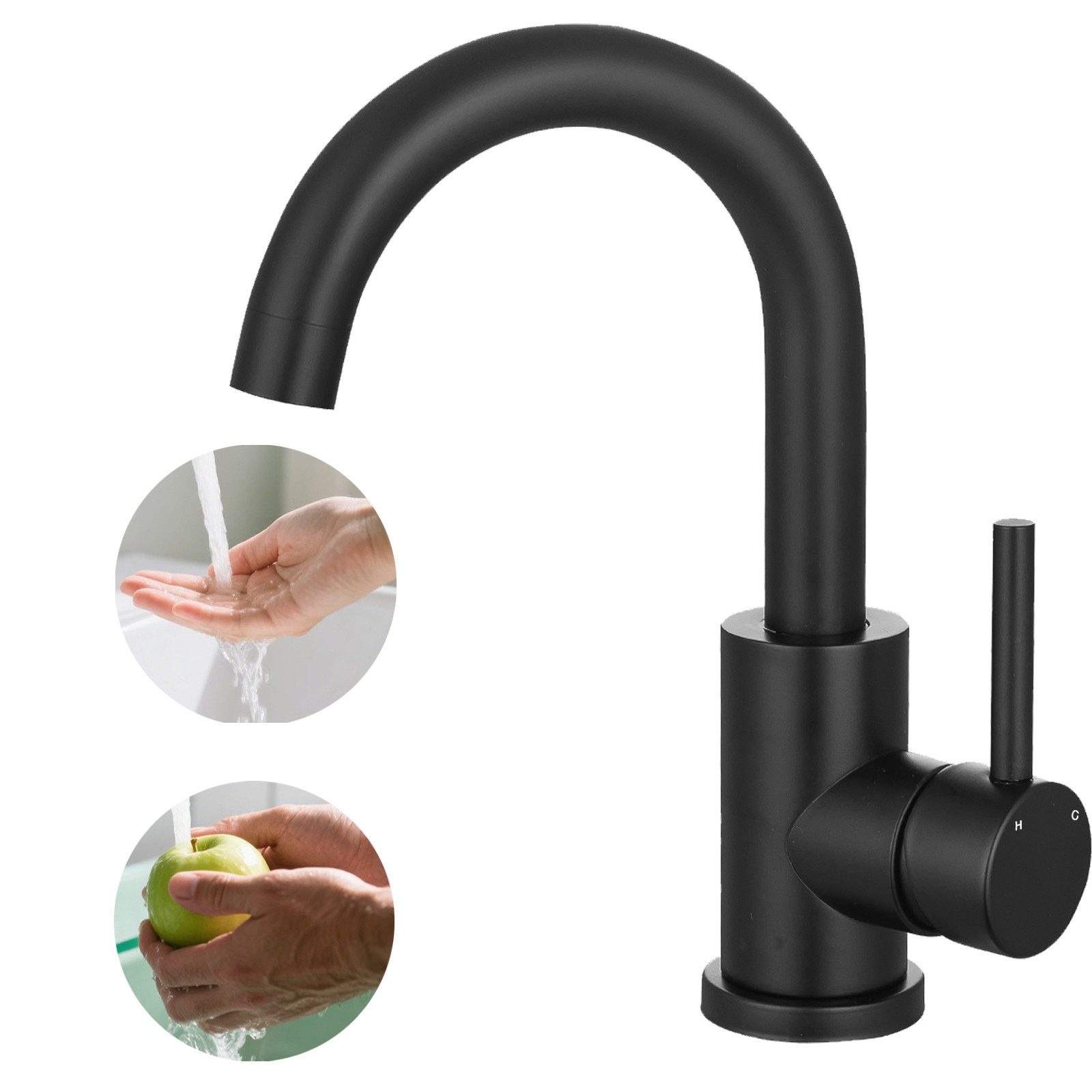 AICA Waschtischarmatur Wasserhahn Bad 360° Drehbar, Warm&Kaltwasser Mischba günstig online kaufen