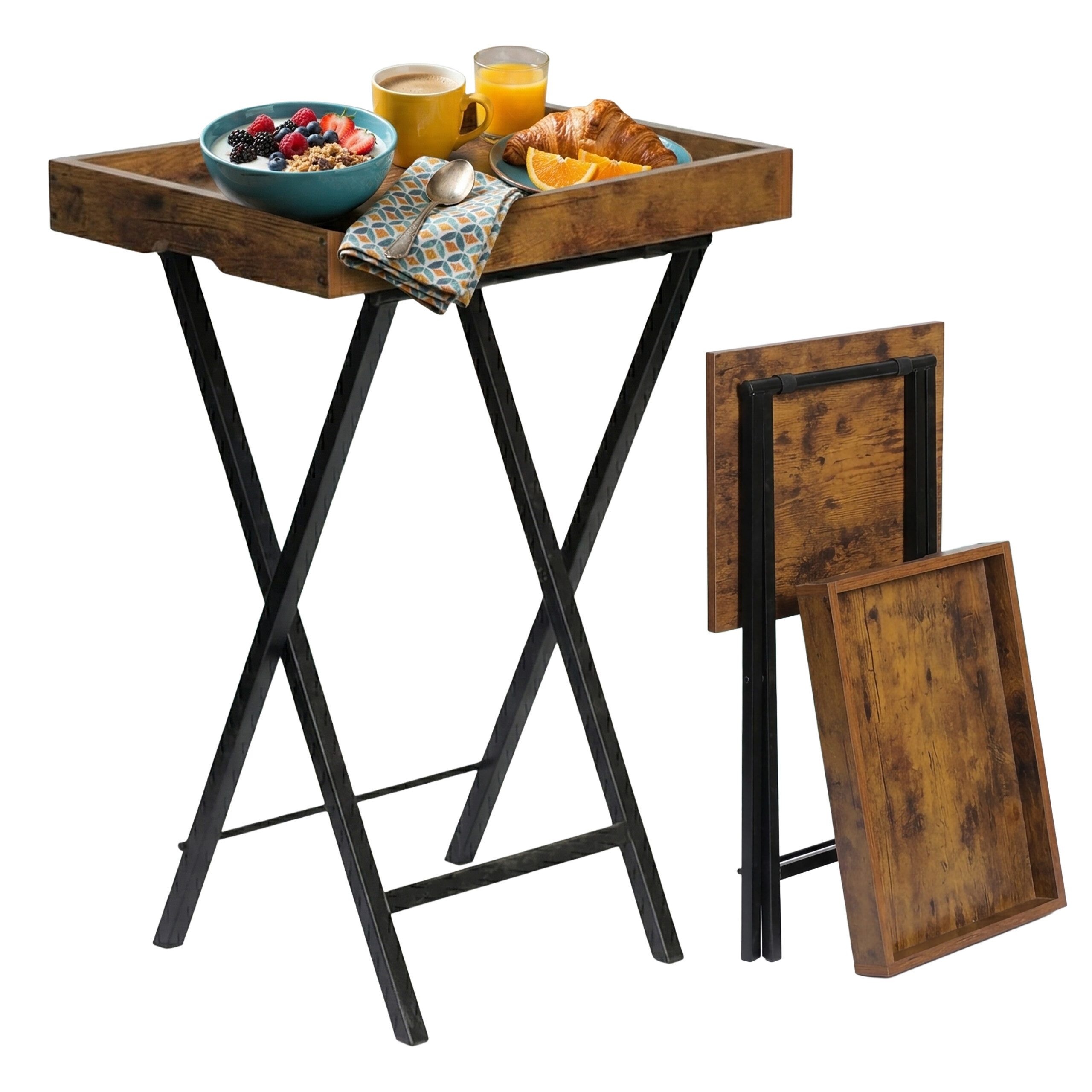 relaxdays Beistelltisch Klappbarer Beistelltisch mit Tablett