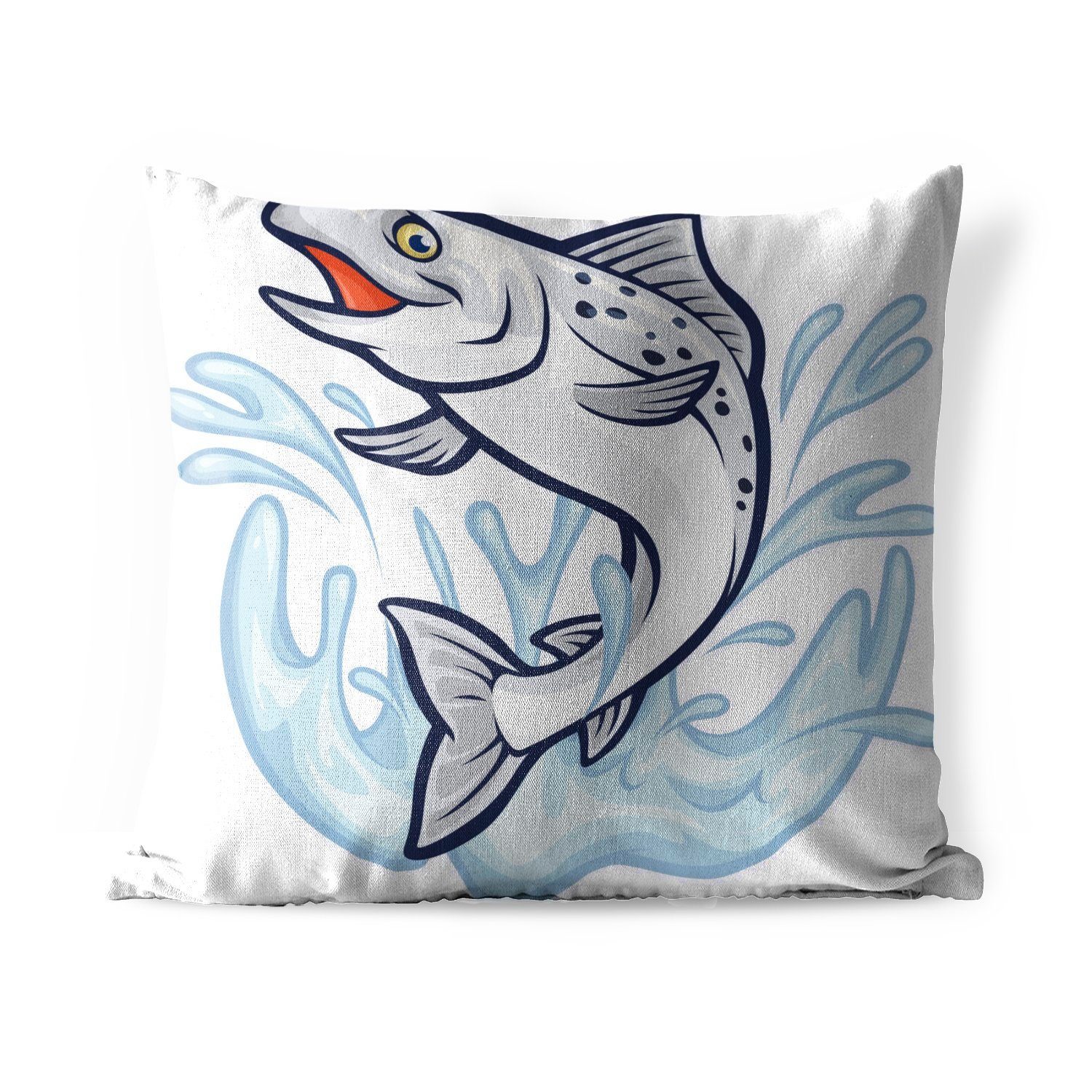 MuchoWow Dekokissen Illustration eines Fisches Wasser, im Kissenhülle, Dekokissenbezug, Outdoor Dekokissen, Kissenbezüge