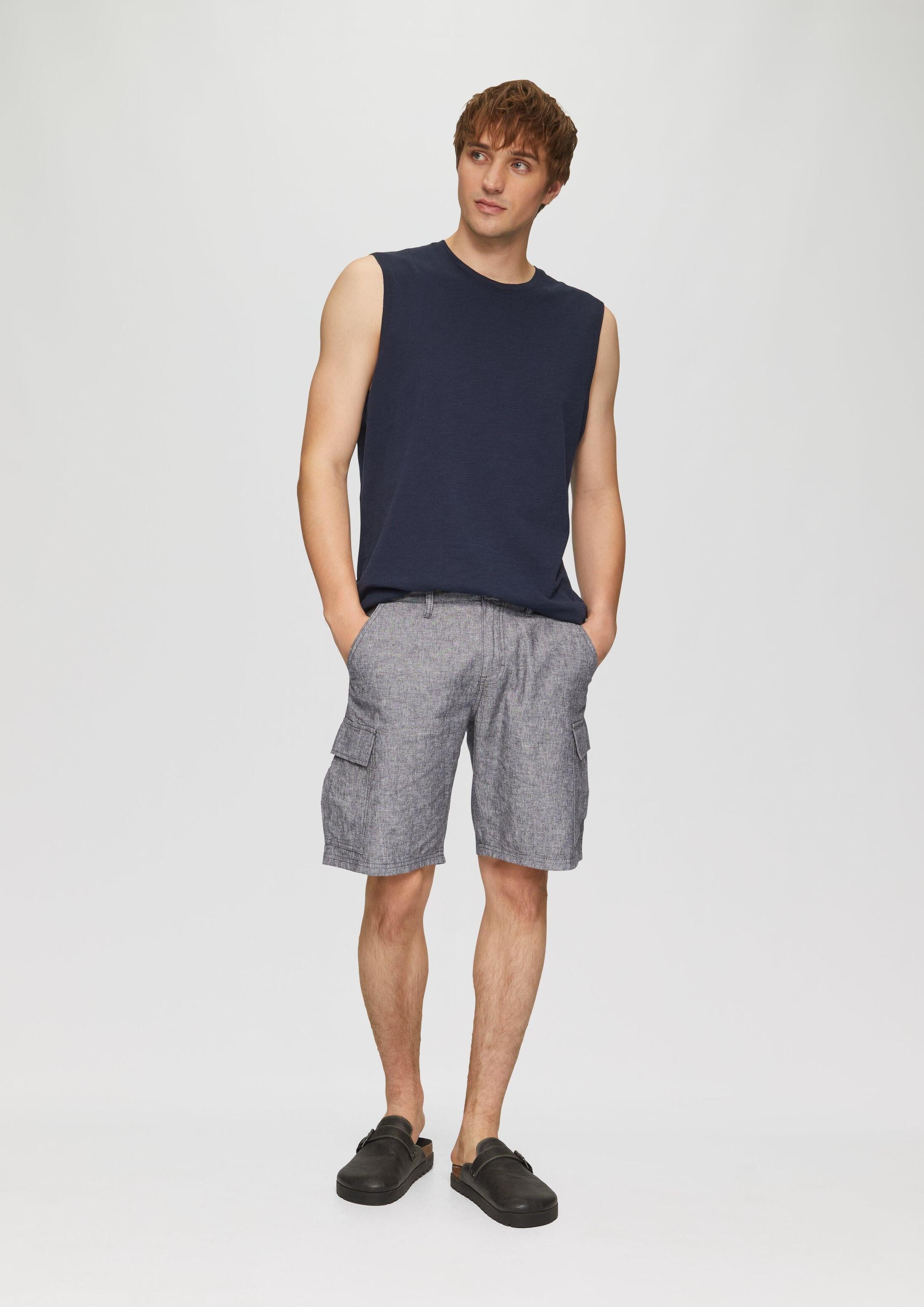 QS Shorts Hose Kurze Hose aus Leinenmix mit Cargo-Taschen