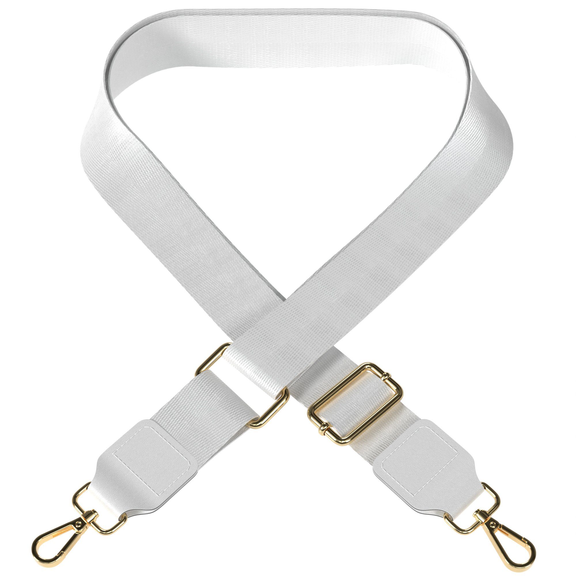 EAZY CASE Schulterriemen Schultergurte für Taschen unifarbend Schulterriemen Taschenband Schultergurt Band zum Wechseln Tasche Weiß Weiß - Metall Gold