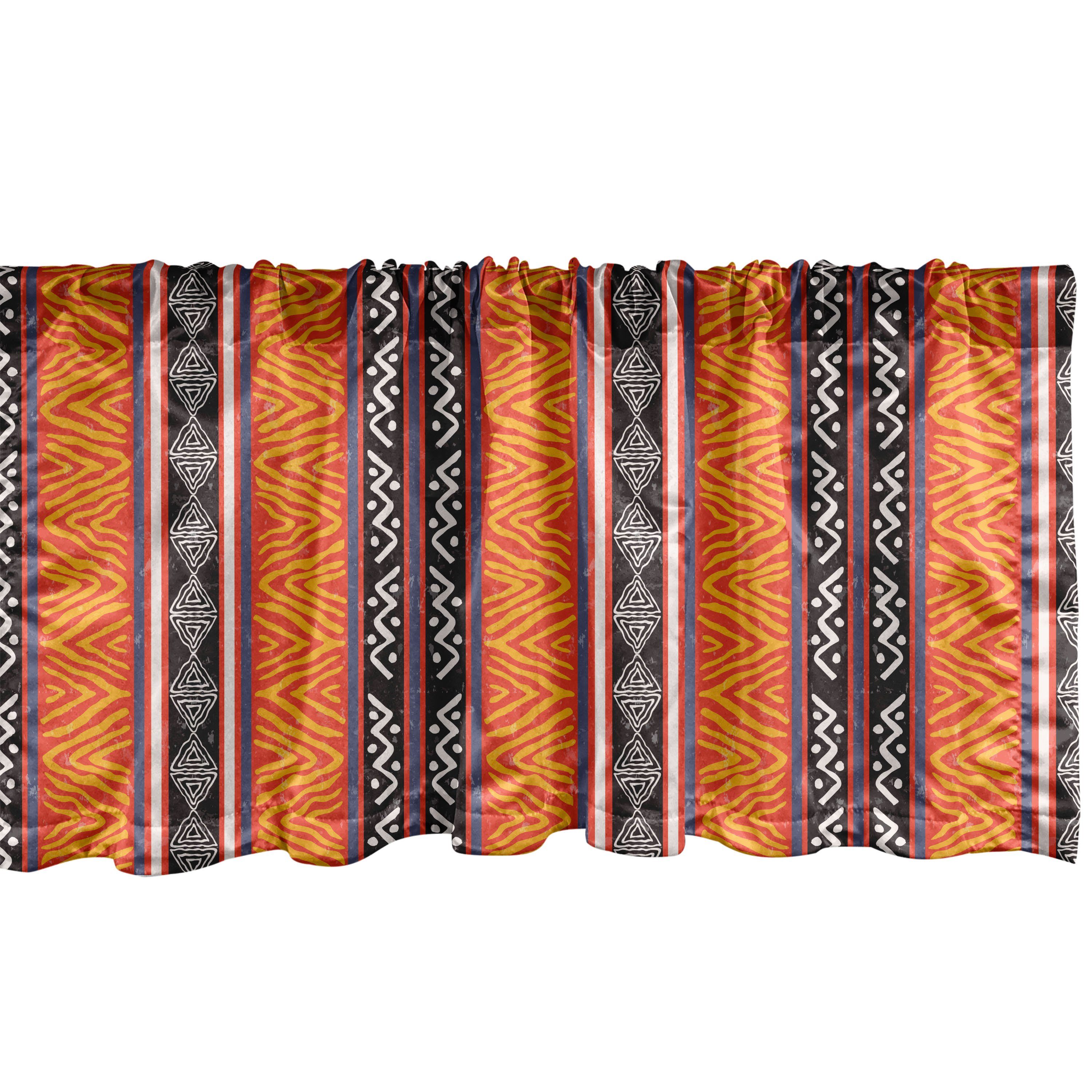 Scheibengardine Vorhang Volant für Küche Boho Tribal Wilde Schlafzimmer Art mit Abakuhaus, Microfaser, Dekor Stangentasche, Vintage