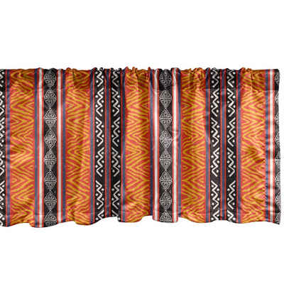 Scheibengardine Vorhang Volant für Küche Schlafzimmer Dekor mit Stangentasche, Abakuhaus, Microfaser, Vintage Tribal Wilde Boho Art