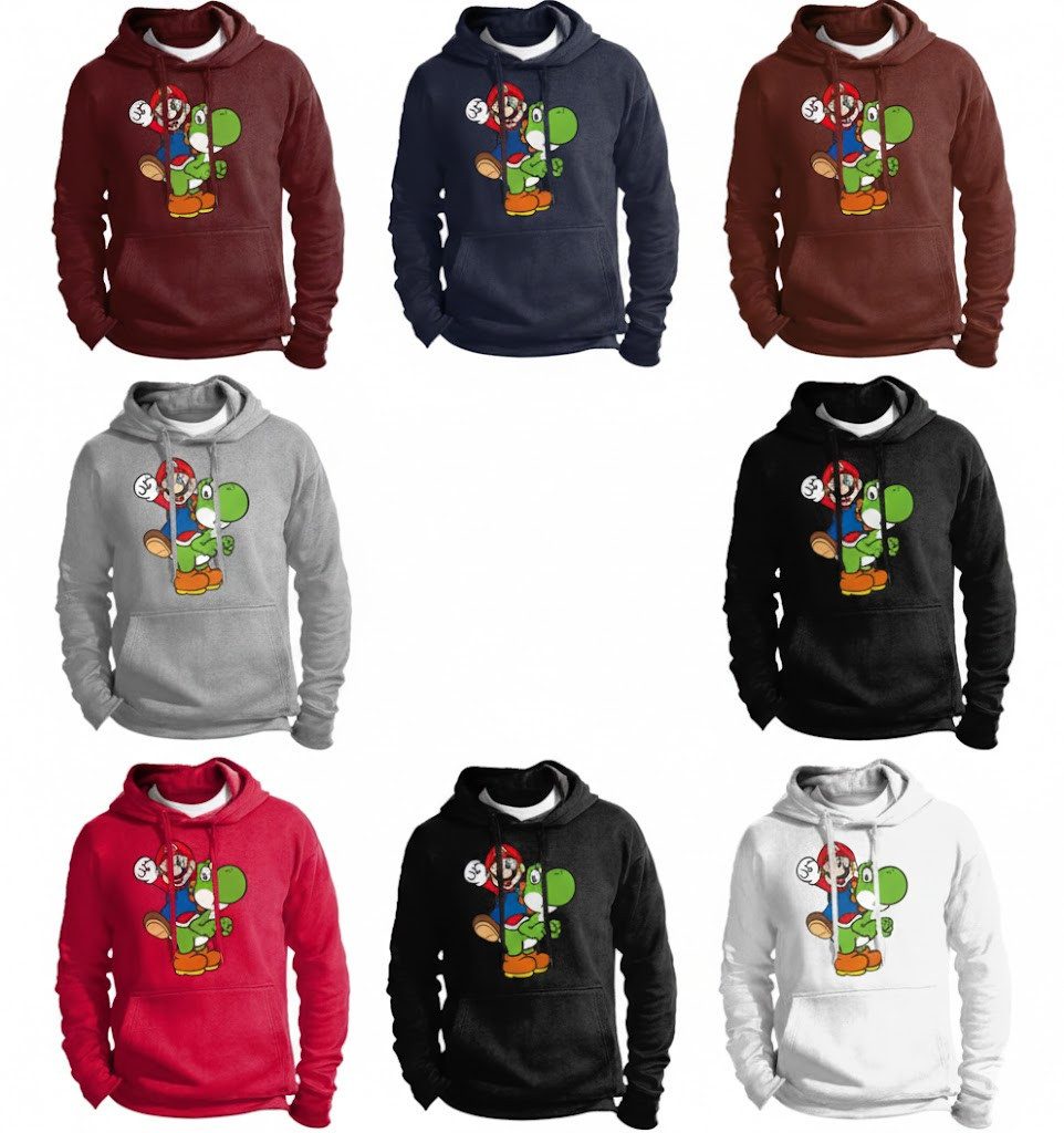 Blondie & Brownie Hoodie Herren Yoshi & Mario Konsole Retro Super Luigi Retro Herren Hoodie Yoshi Mario Luigi Konsole Retro Super Gaming Fanwear