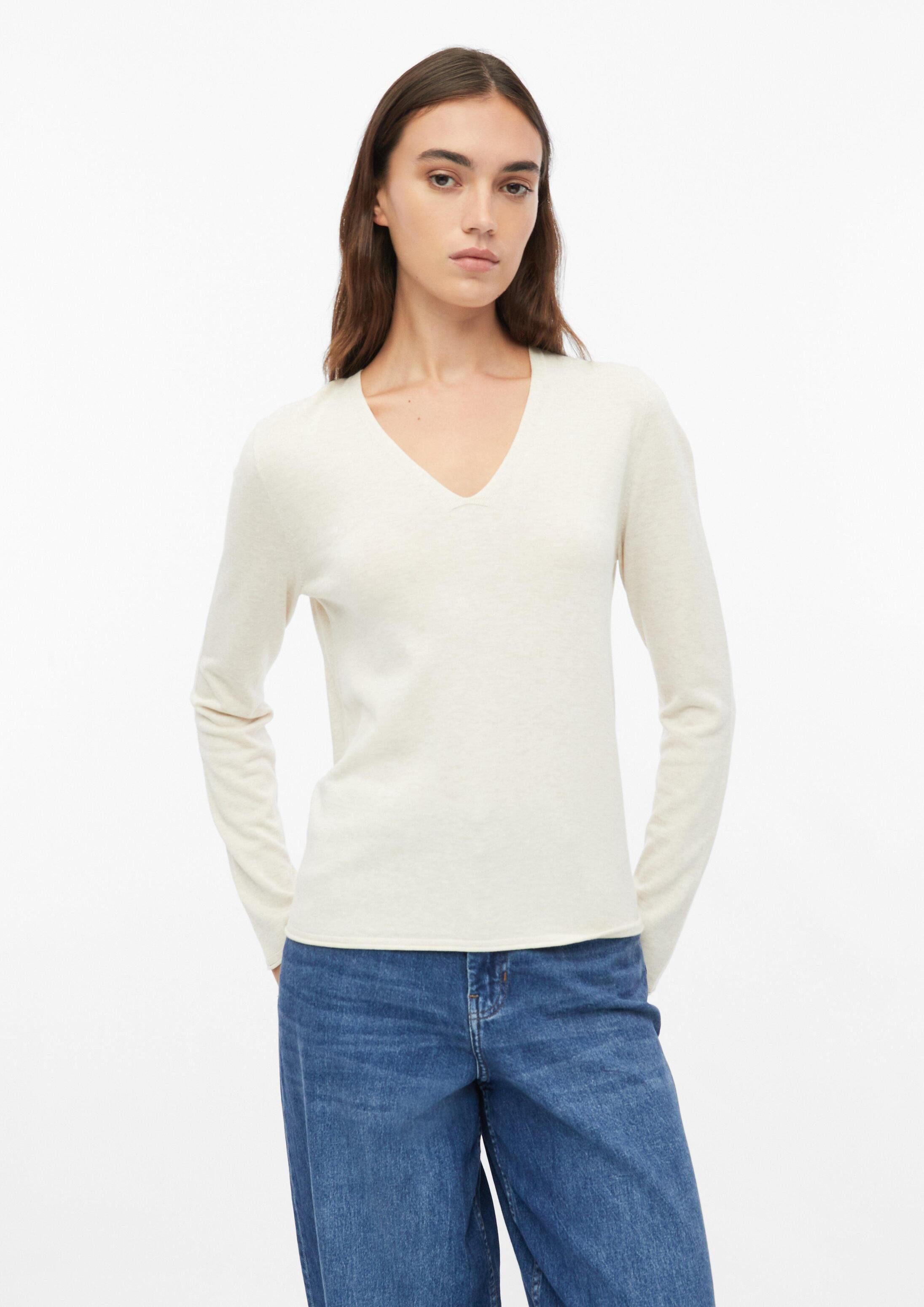 s.Oliver Longpullover Strickpullover Strickpullover mit V-Ausschnitt und Rollkanten