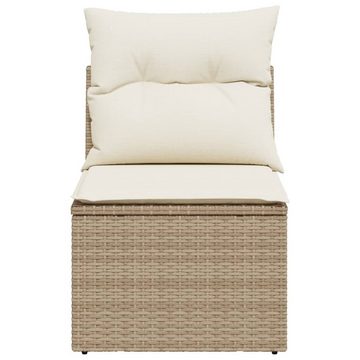 vidaXL Loungesofa Gartensofa ohne Armlehnen mit Kissen Beige Poly Rattan