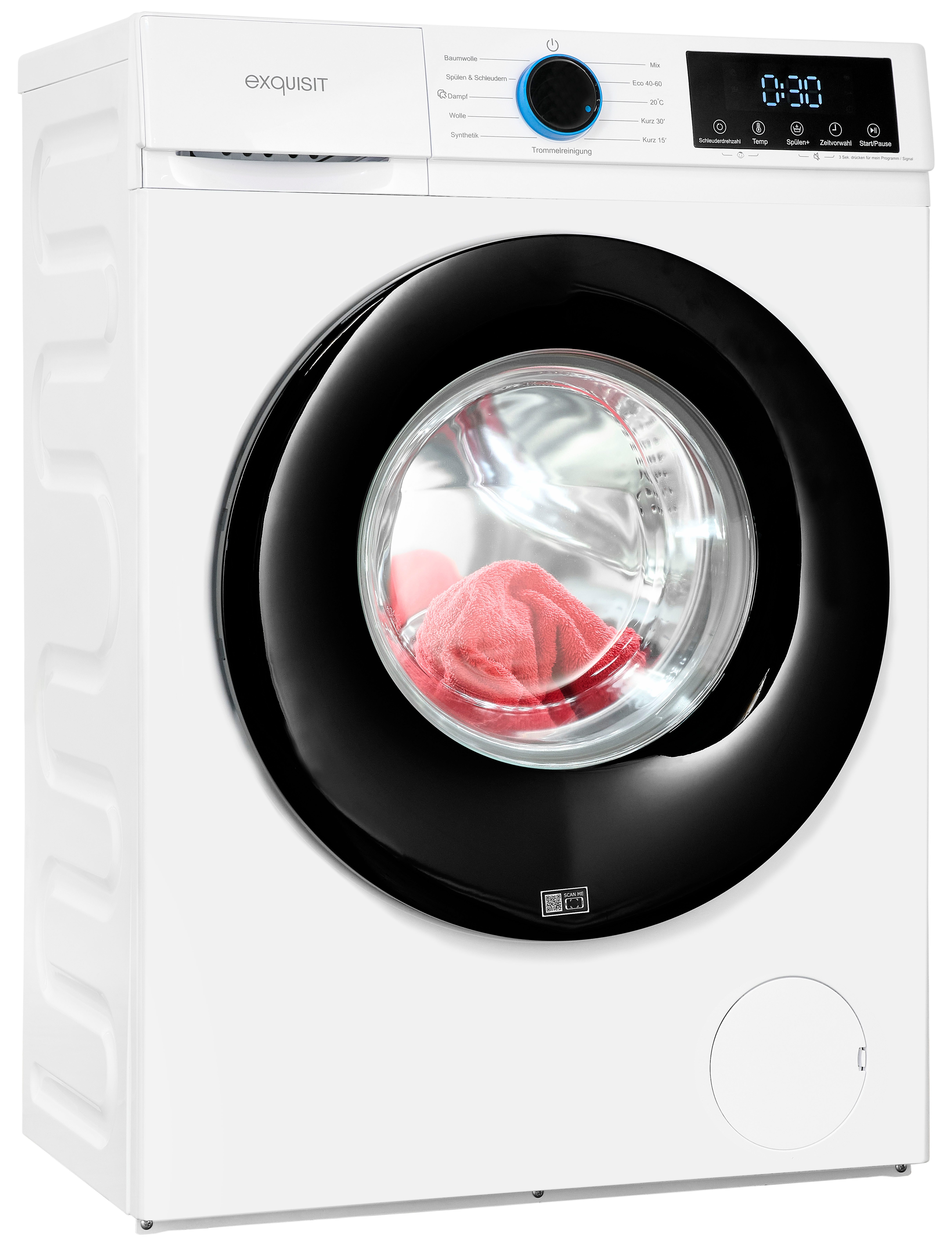 exquisit Waschmaschine WA6312-371A weiss, 6 kg, 11 Programme, Restlaufzeitanzeige, Aquastop nachrüstbar