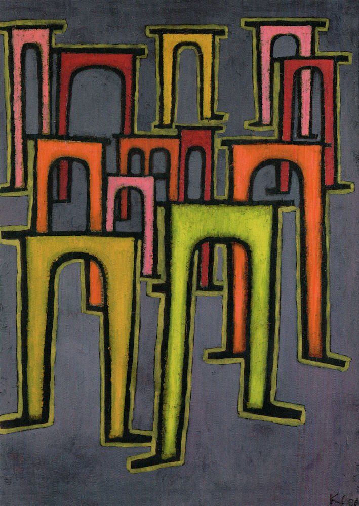 Postkarte Kunstkarte Paul Klee "Revolution des Viadukts"