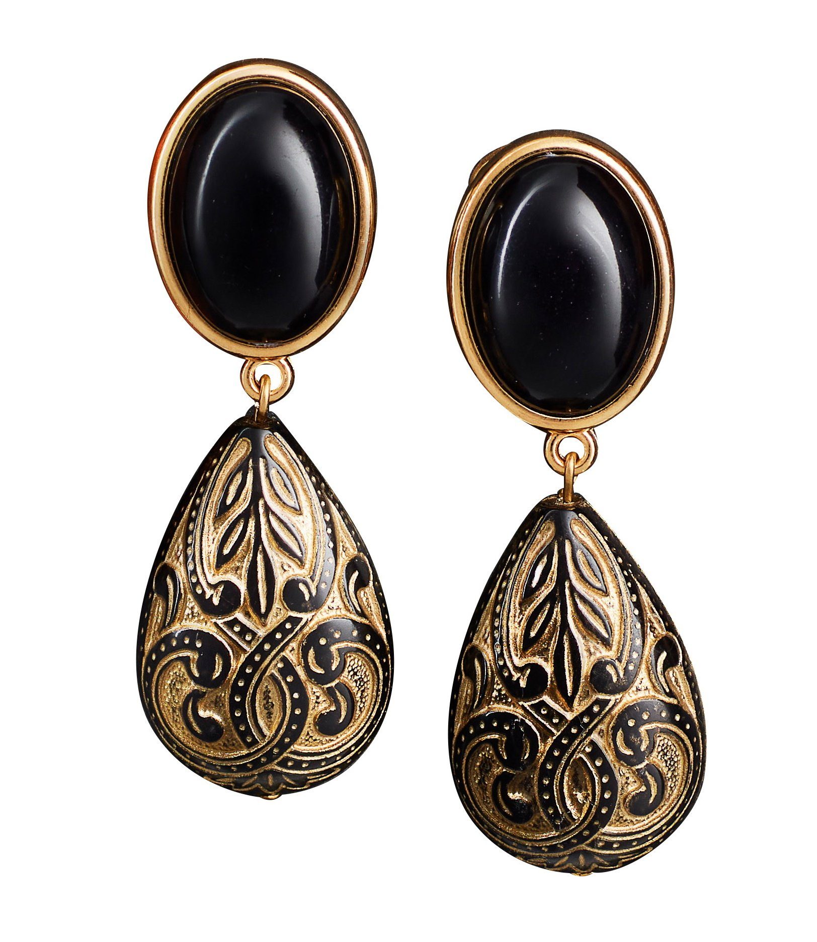 Mugello Paar Ohrclips Greta Clips schwarz elegante Statementohrringe festlich chic, made in Germany Designer JustWin, Statementohrringe