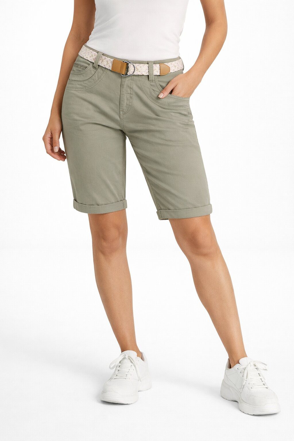 SUBLEVEL Shorts Damen Bermudas kurze Hose Baumwolle Jeans Sommer Chino Stoff