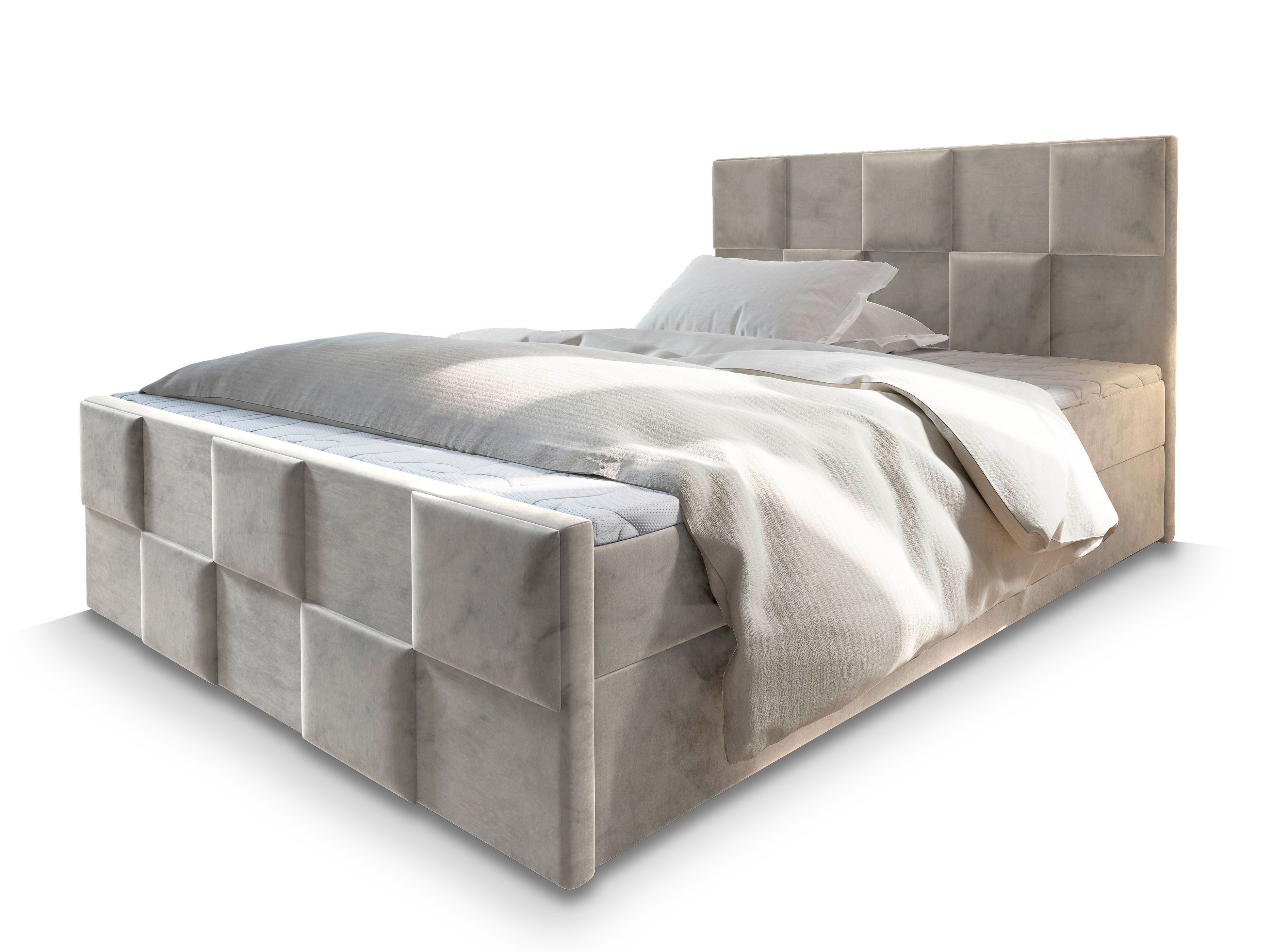 Masseno Boxbett MONA 140x200 cm mit Bonell Matratze und Topper, Doppelbett, Polsterbett mit Kopfteil, Boxspringbett – Bild 2 von 5