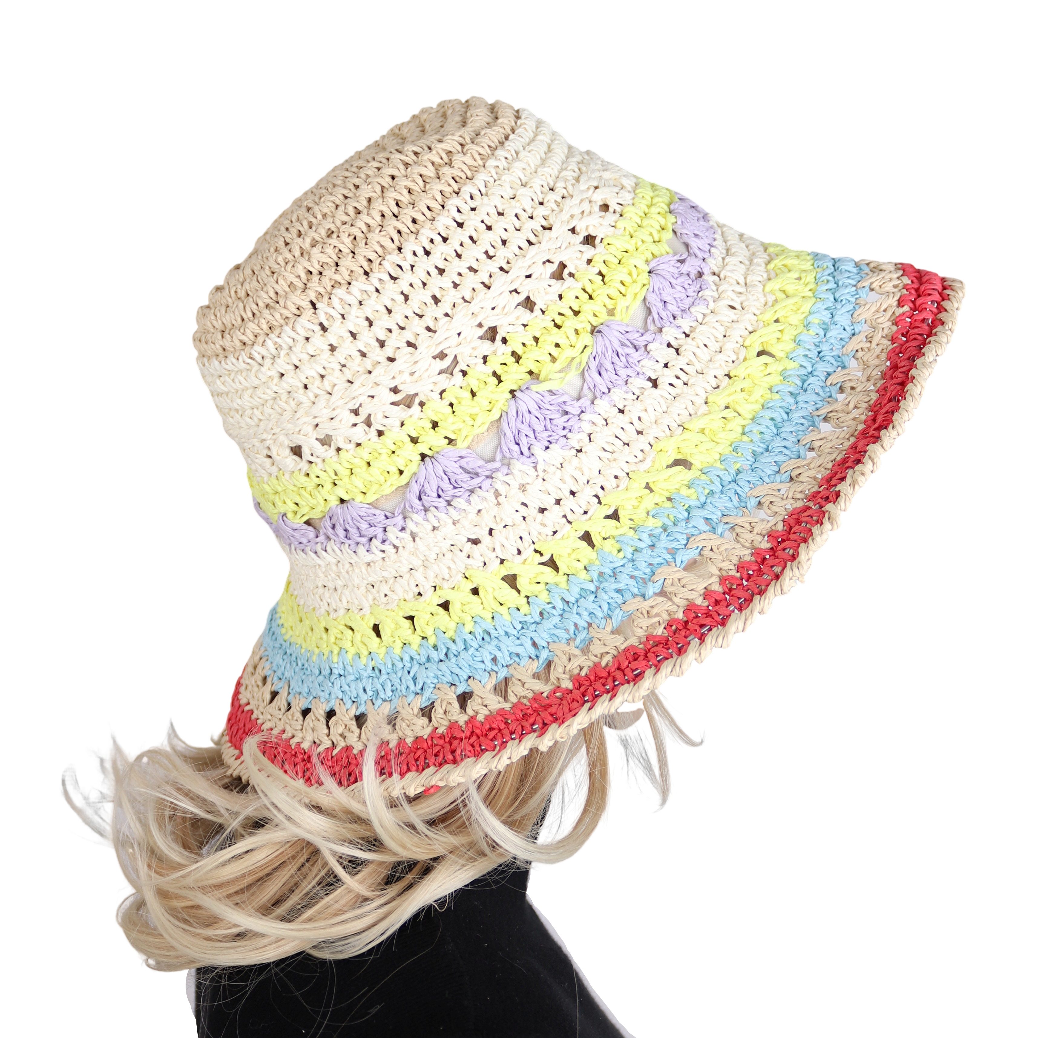 MIRROSI Strohhut Sonnenhut Sommerhut Strandhut Häckelei, günstig online kaufen