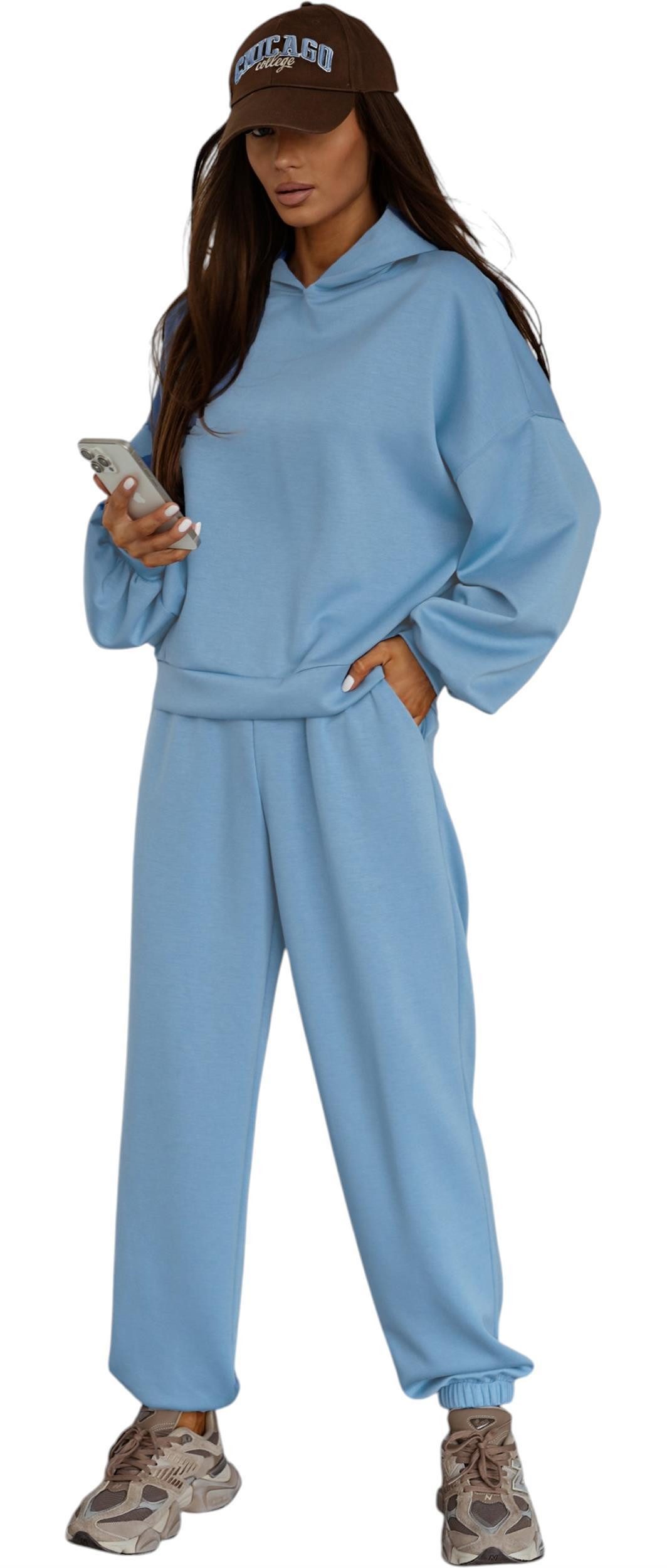 EloModa Jogginganzug Damen Trainingsanzug Oversize Jogginganzug 2-teilig Hoodie und Jogging (2-tlg)