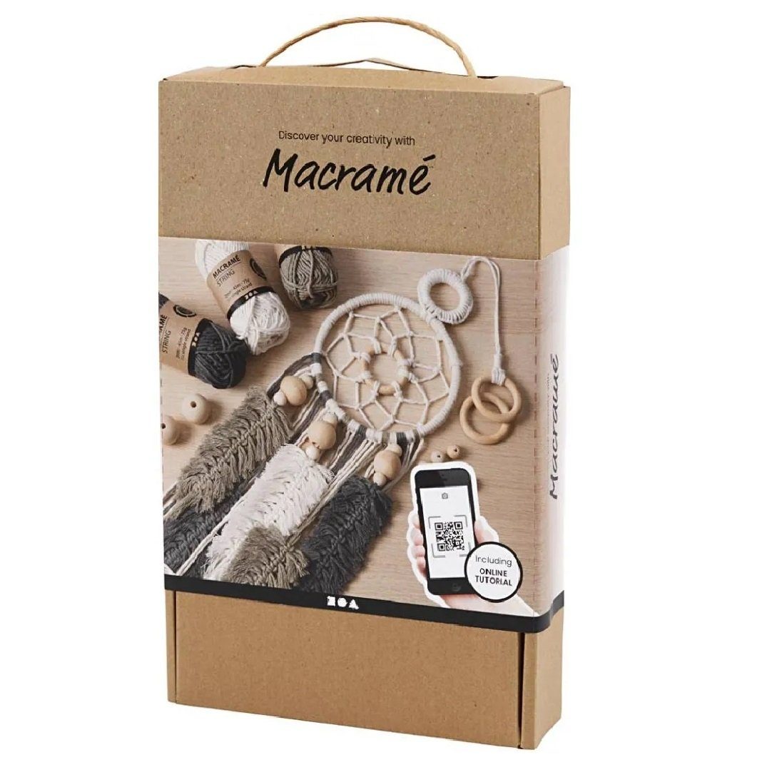 Creotime Kreativset Makramee-Set Traumfänger, (Komplett-Set, 17-tlg), inkl. Videoanleitung