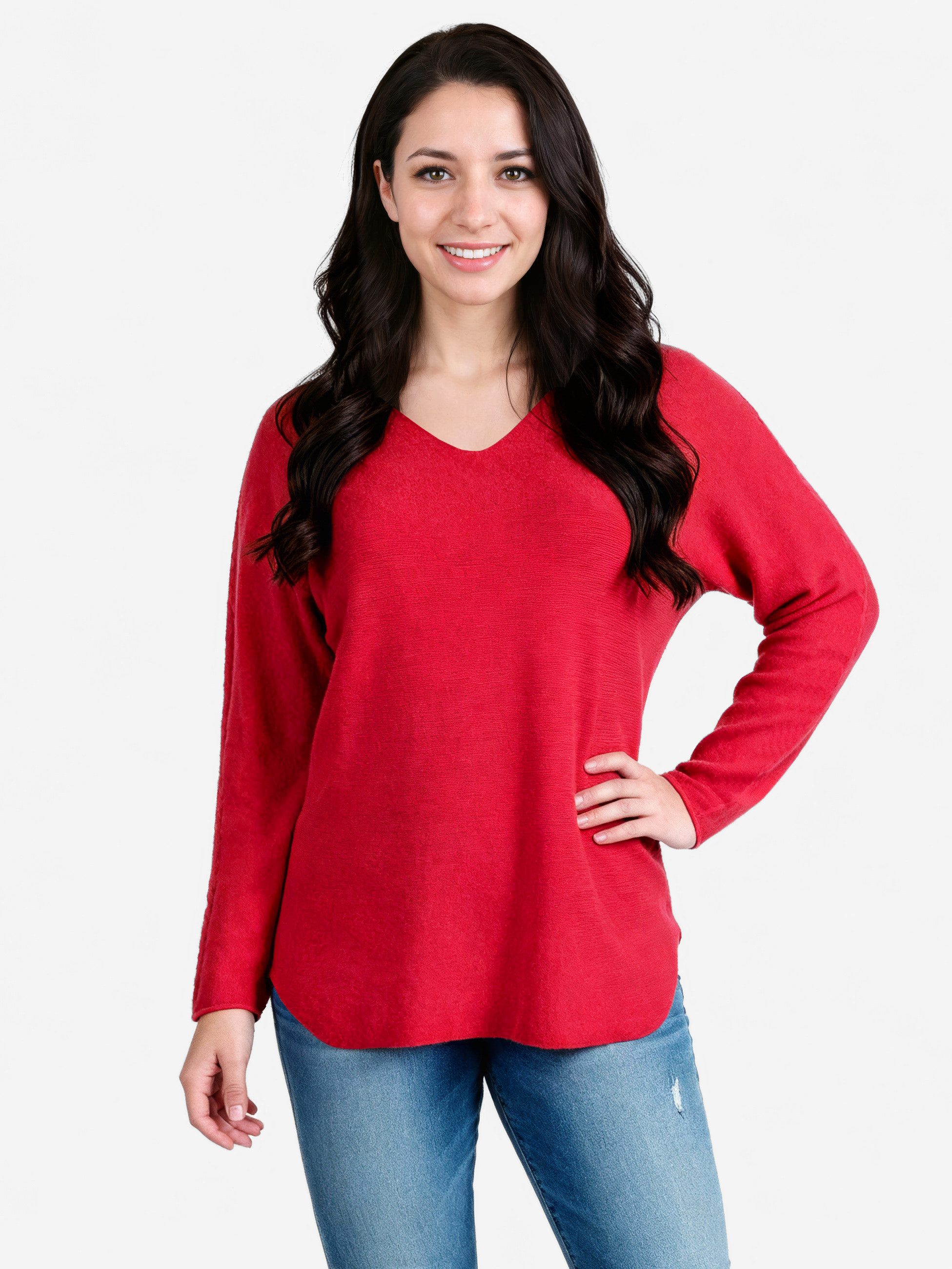 PEKIVESSA Strickpullover V-Ausschnitt-Pullover Langarm Gerader Schnitt, kus günstig online kaufen